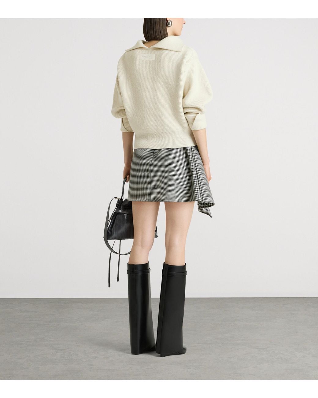 Givenchy Gray Wool Houndstooth Slashed Mini Skirt