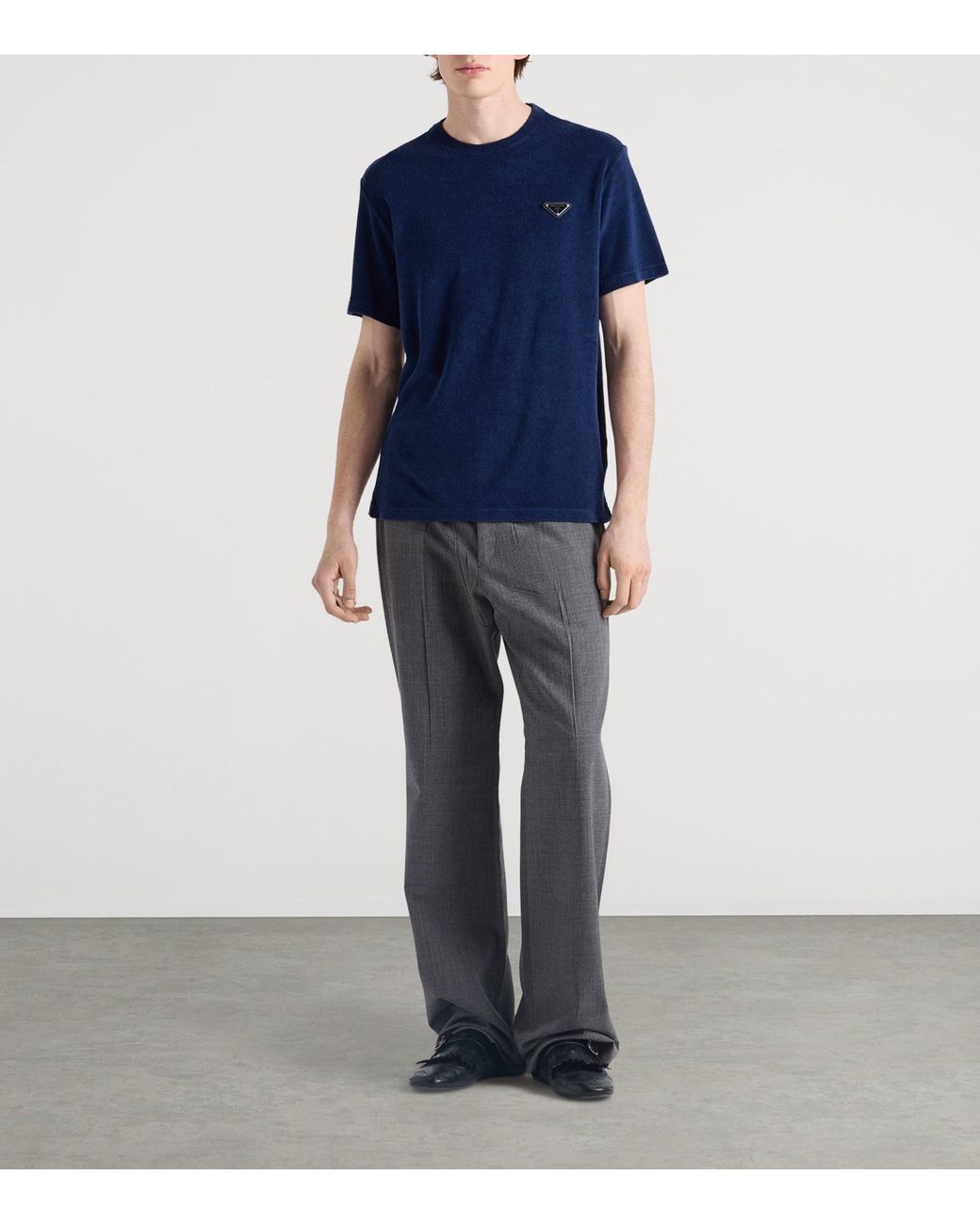 Prada Blue Terry Towelling T-Shirt for men
