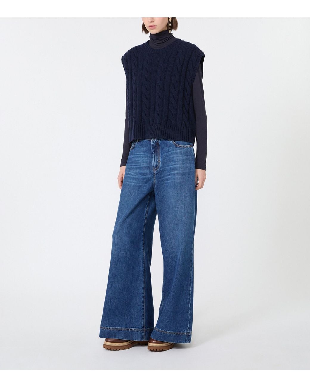Weekend by Maxmara Blue High-Rise Wide-Leg Jeans