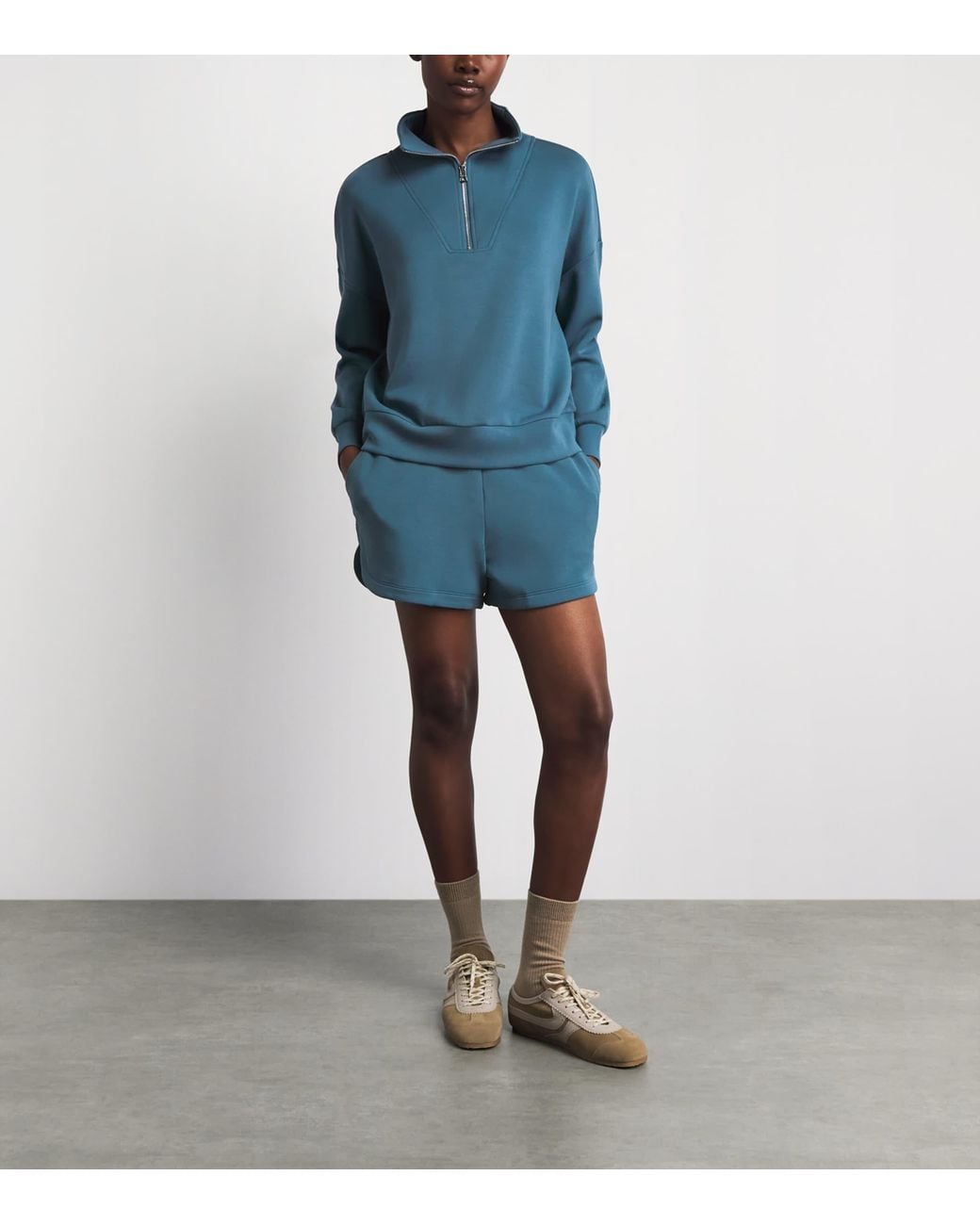 Varley Blue Doublesoft Hawley Half-Zip Sweatshirt