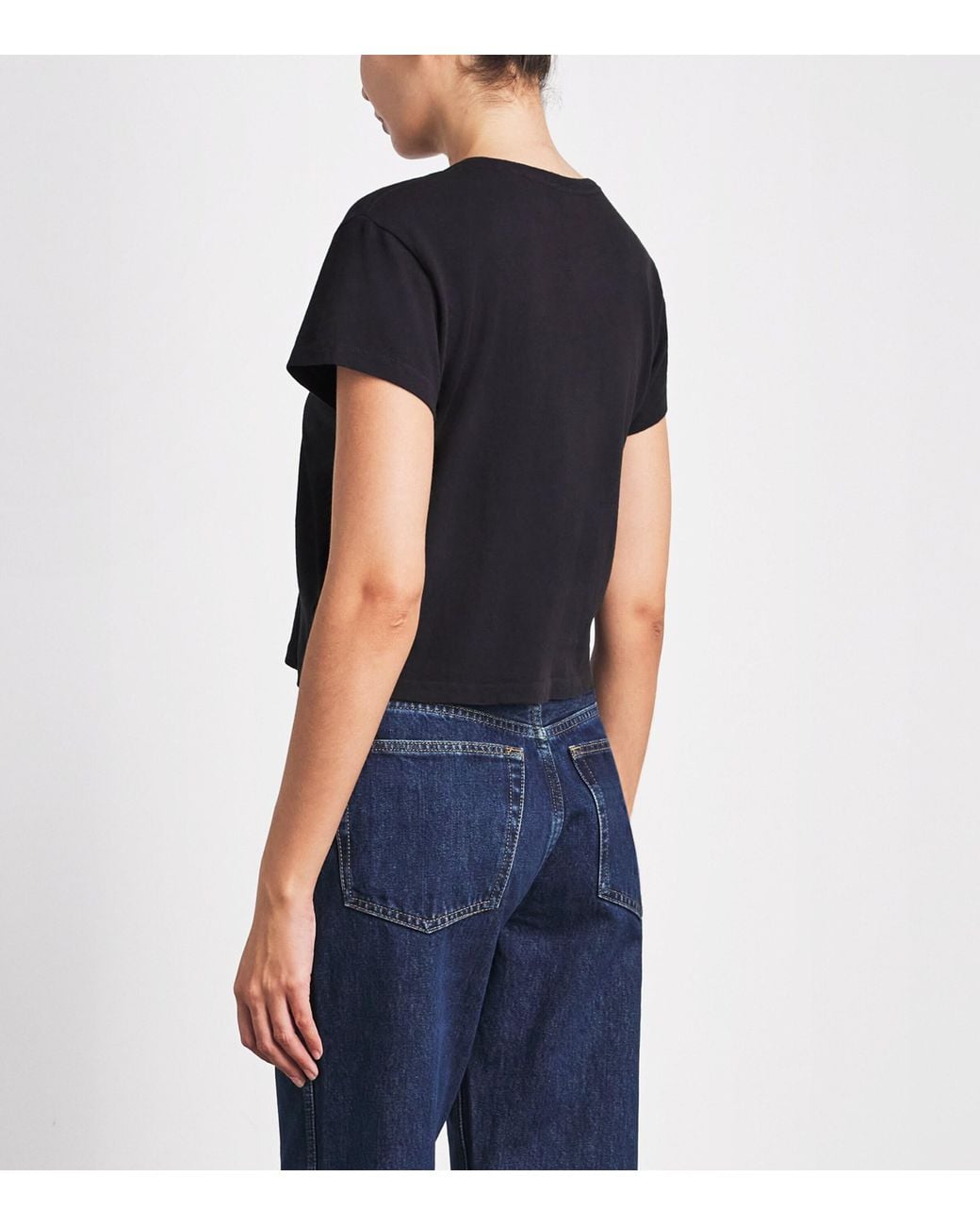 Re/done Black Cotton Dnd Print Boxy T-Shirt