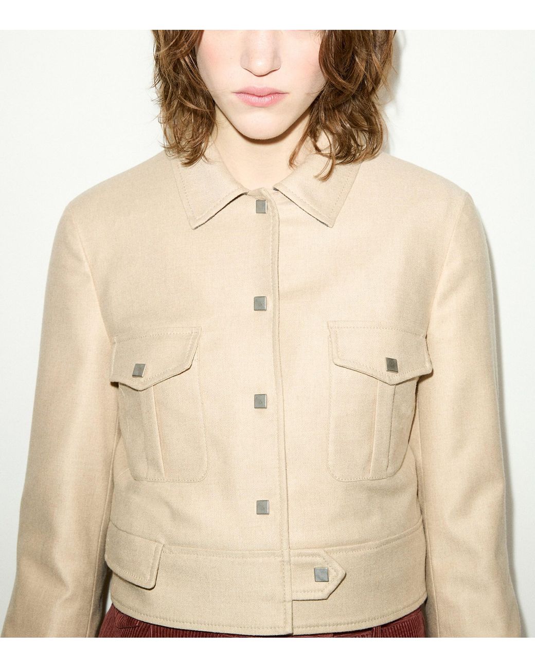 MAX&Co. Natural Virgin Wool-Blend Cropped Jacket