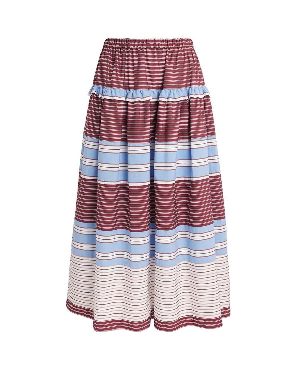 Sandro Red Cotton Stripe Maxi Skirt