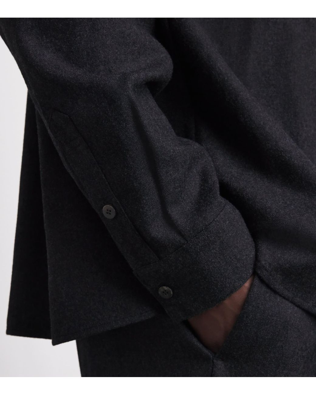 LE17SEPTEMBRE Black Wool Half-Placket Overshirt for men