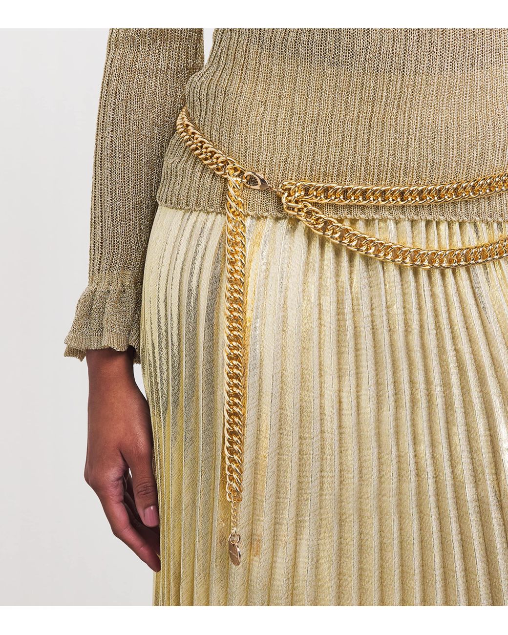 slim fit dress slacks Gold Lurex Knit Maxi Dress – self-portrait-US main image 1