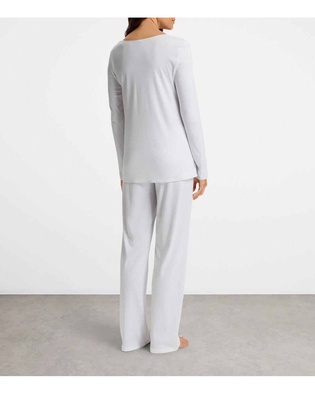 Hanro White Cotton Silk Pyjama Set