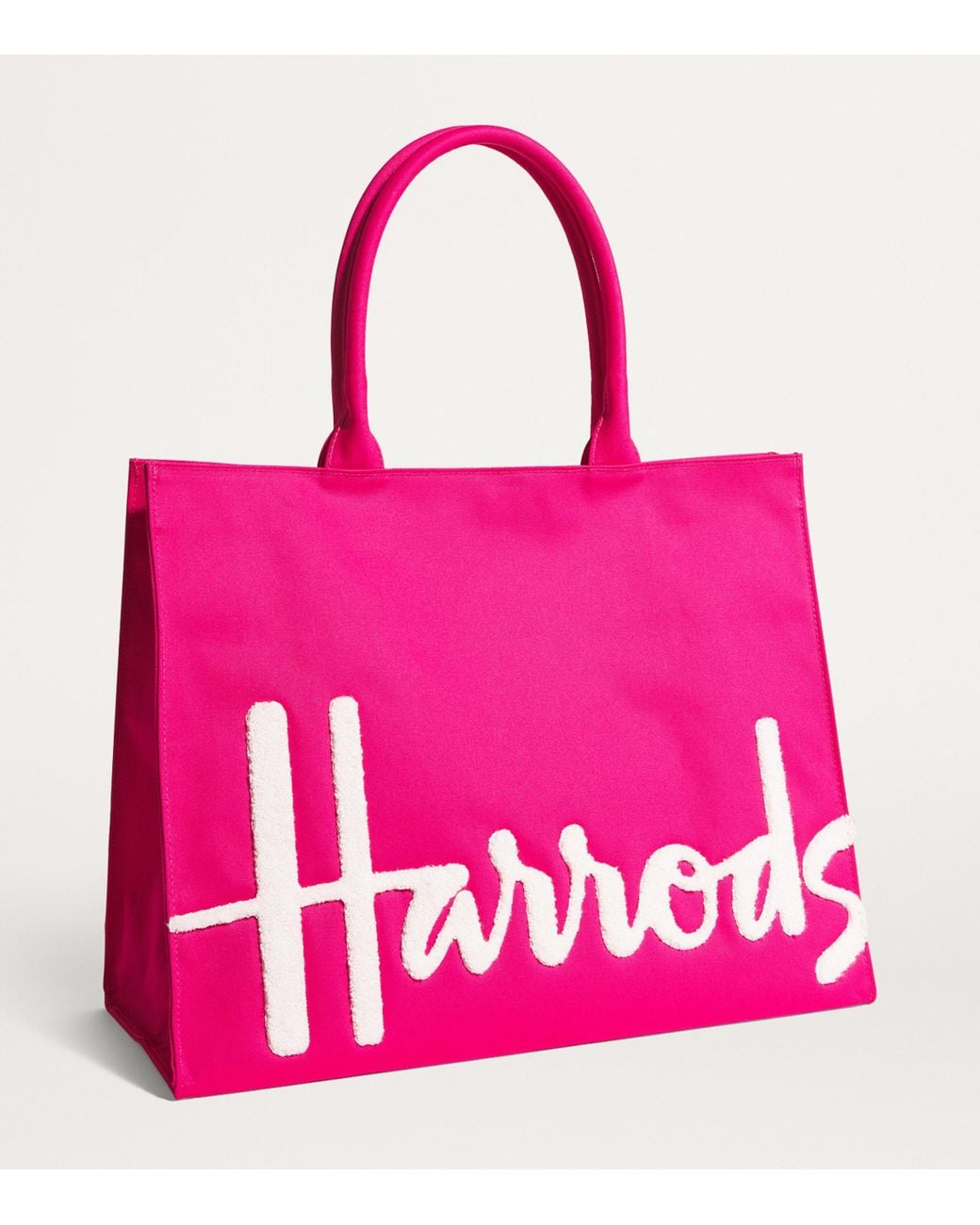 Harrods Pink Large Cotton Logo Tote Bag