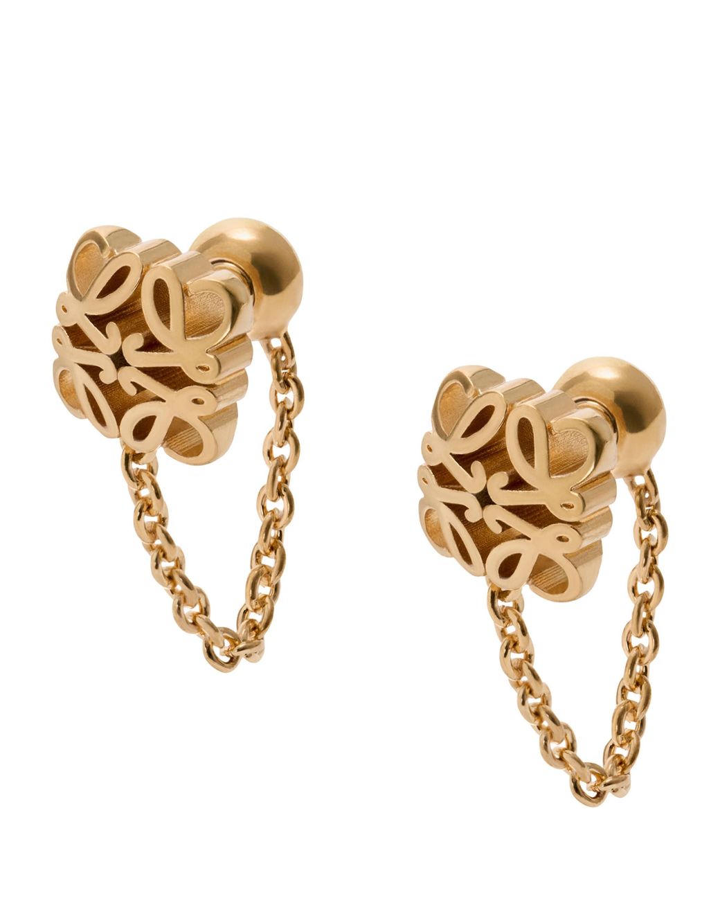 Loewe Metallic Bombé Anagram Chain Stud Earrings