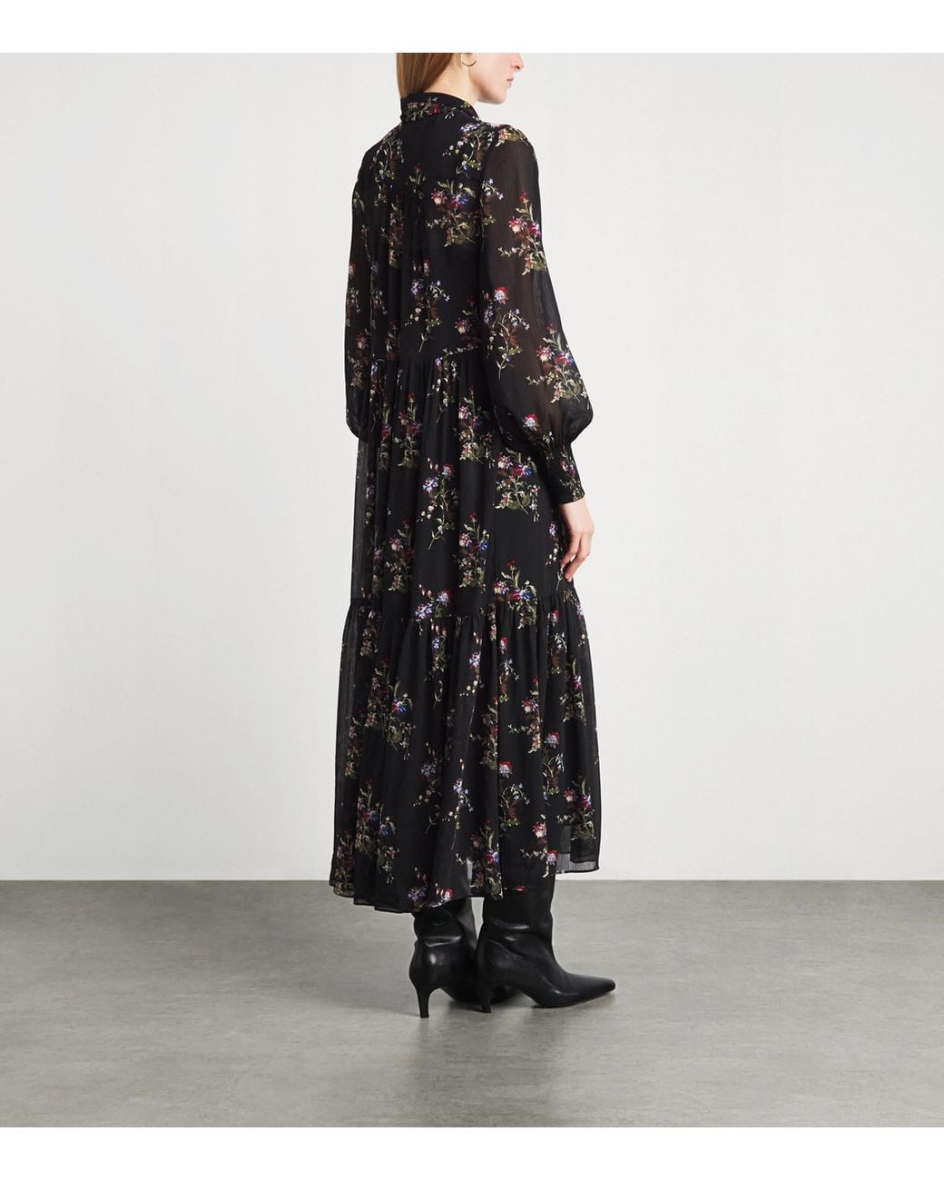 ME+EM Black Georgette Floral Maxi Dress