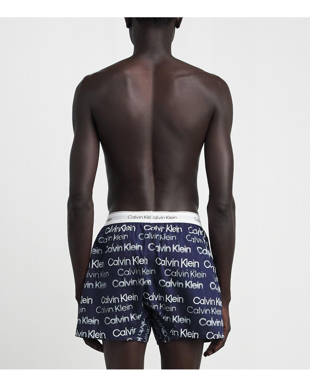 Calvin Klein Blue Cotton Poplin Logo Pyjama Shorts for men