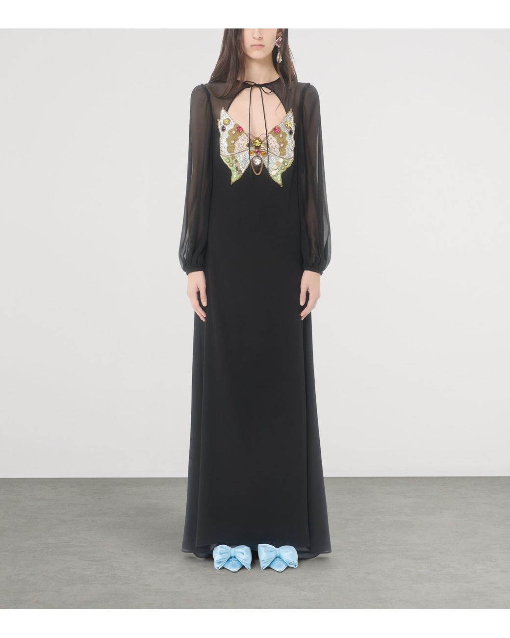 Valentino Black Embellished Georgette Gown