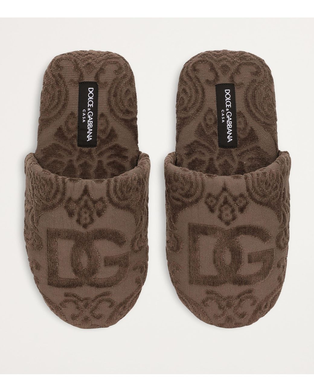 Dolce & Gabbana Brown Terry Cotton Dg Slippers for men