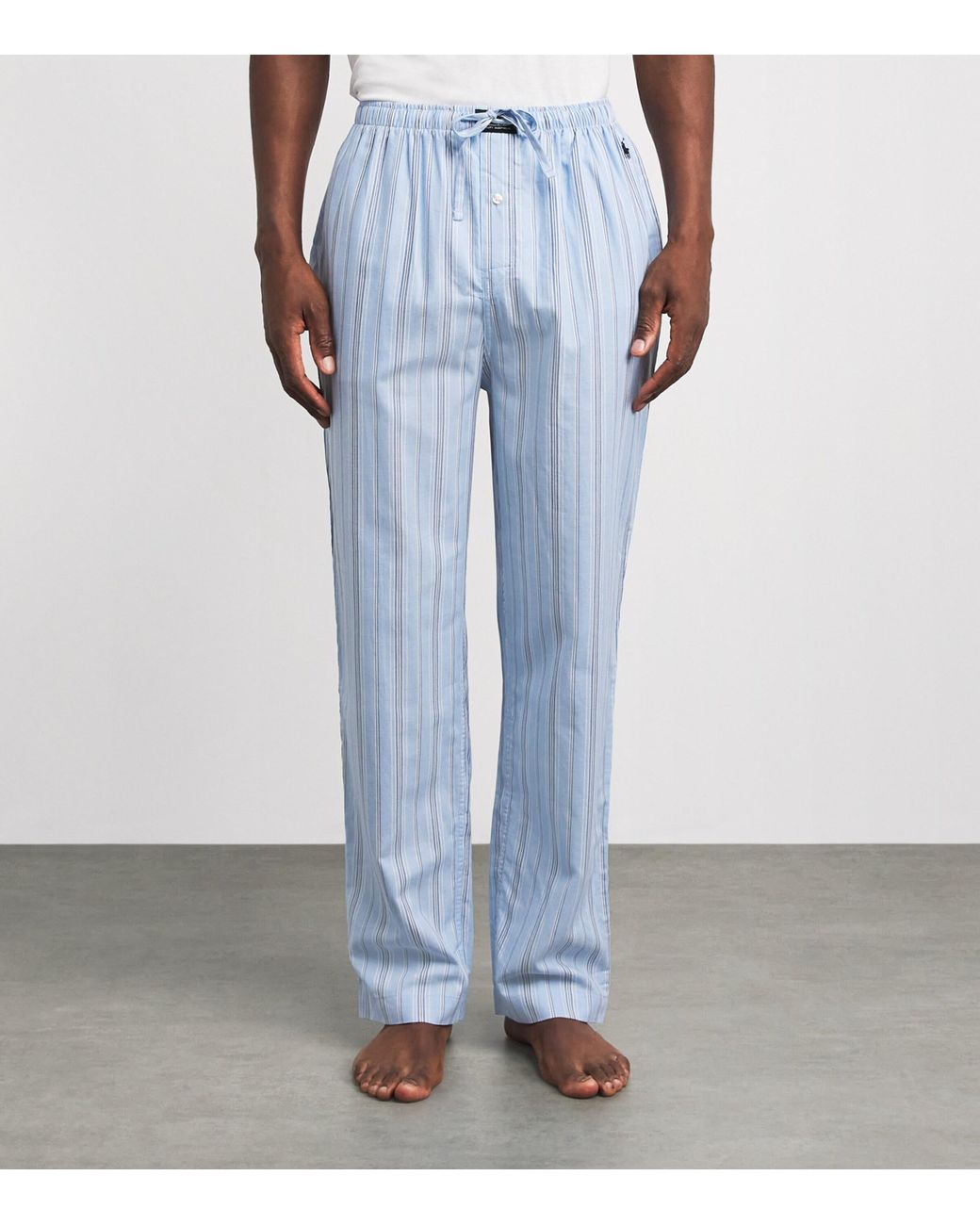 Polo Ralph Lauren Blue Cotton Stripe Polo Pony Pyjama Trousers for men