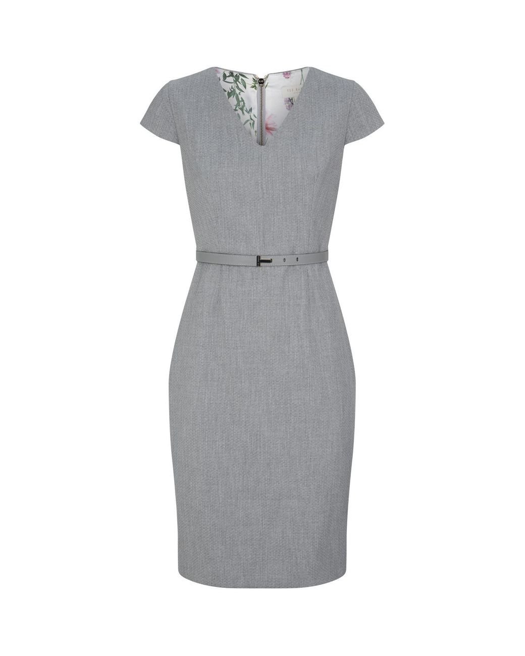 Ted Baker Michahd Textured Dress in Gray | Lyst