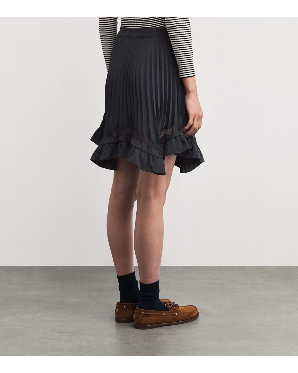 Claudie Pierlot Black Asymmetric Pleated Mini Skirt