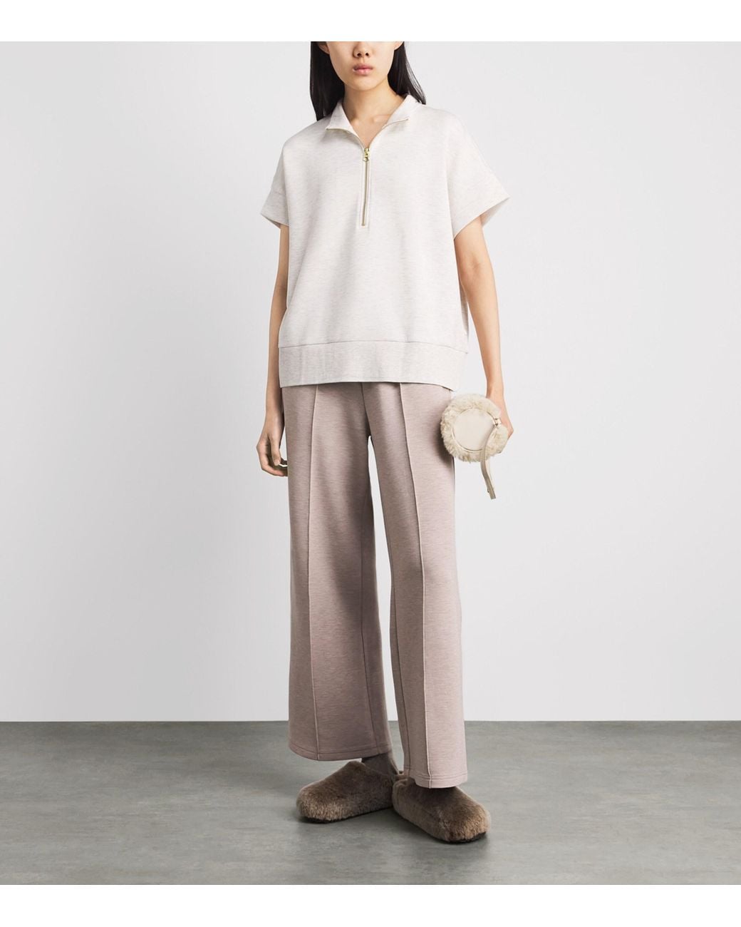 Varley White Ritchie Short-Sleeve Half-Zip Sweatshirt