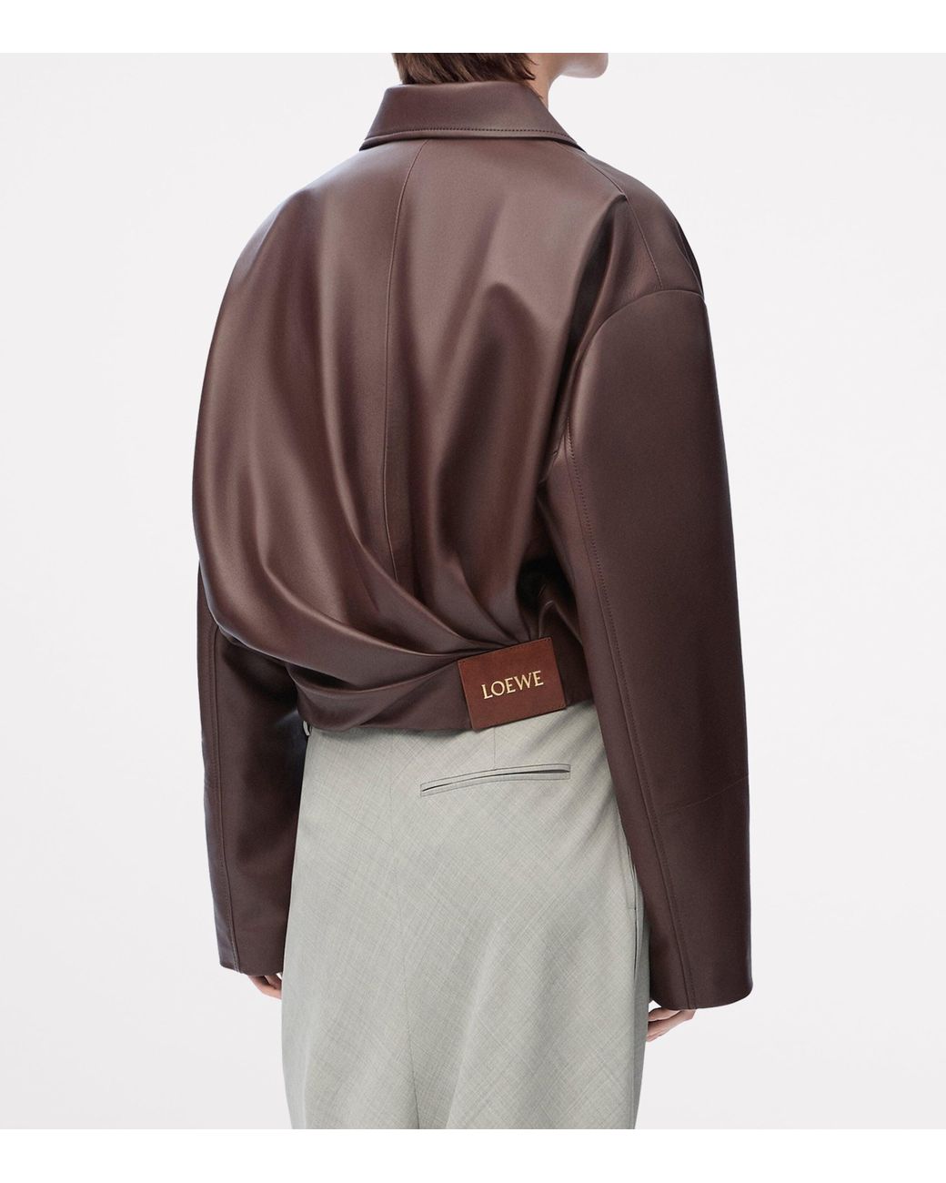 Loewe Brown Lambskin Draped Jacket