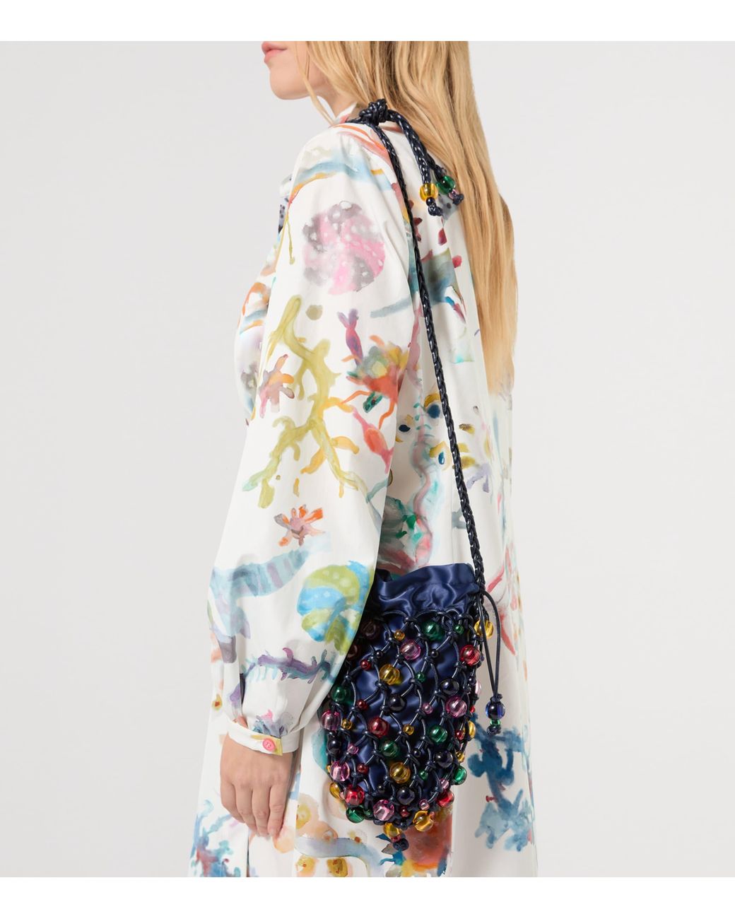 Marina Rinaldi White Cotton Printed Midi Shirt Dress