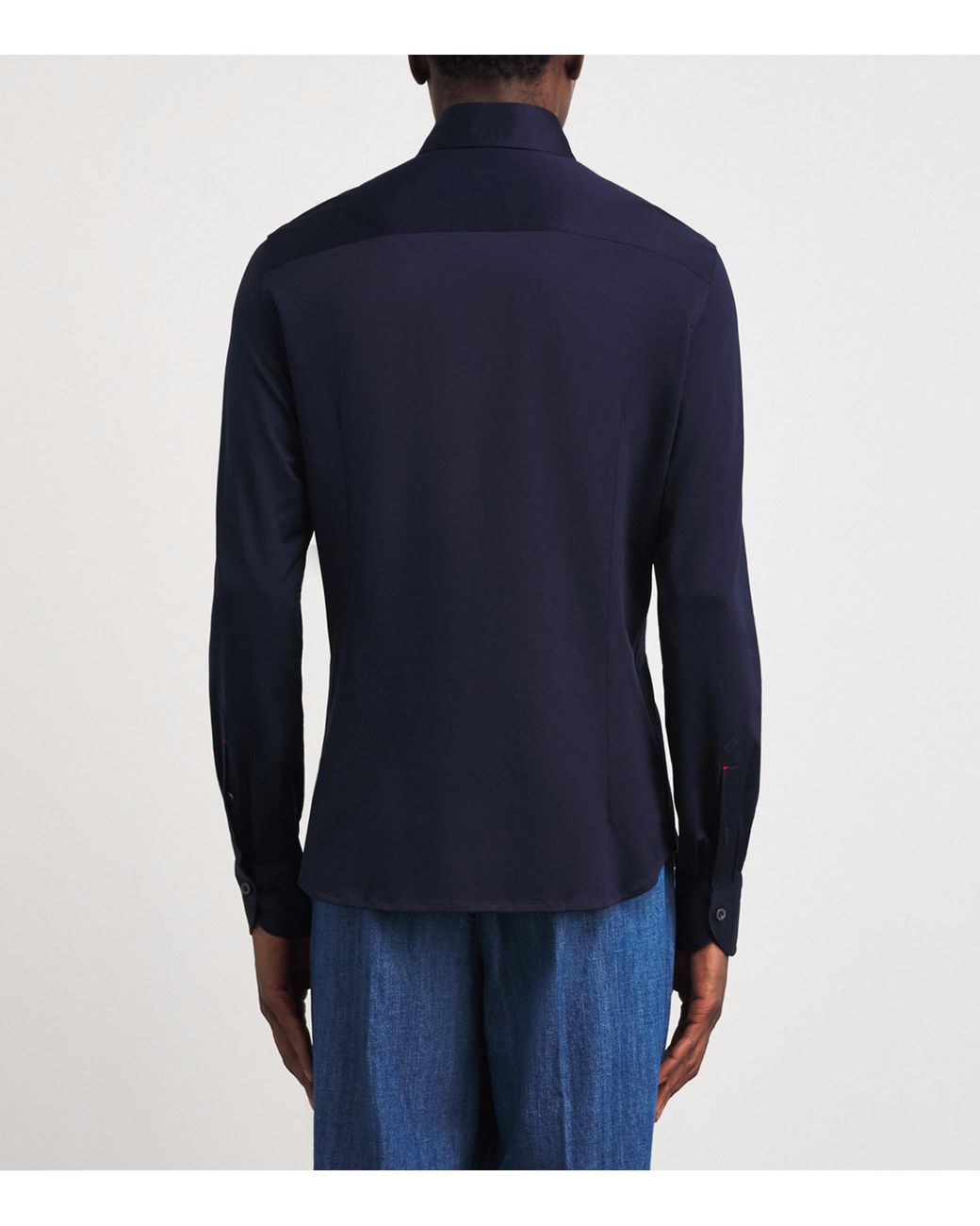Isaia Blue Cotton Jersey Shirt for men