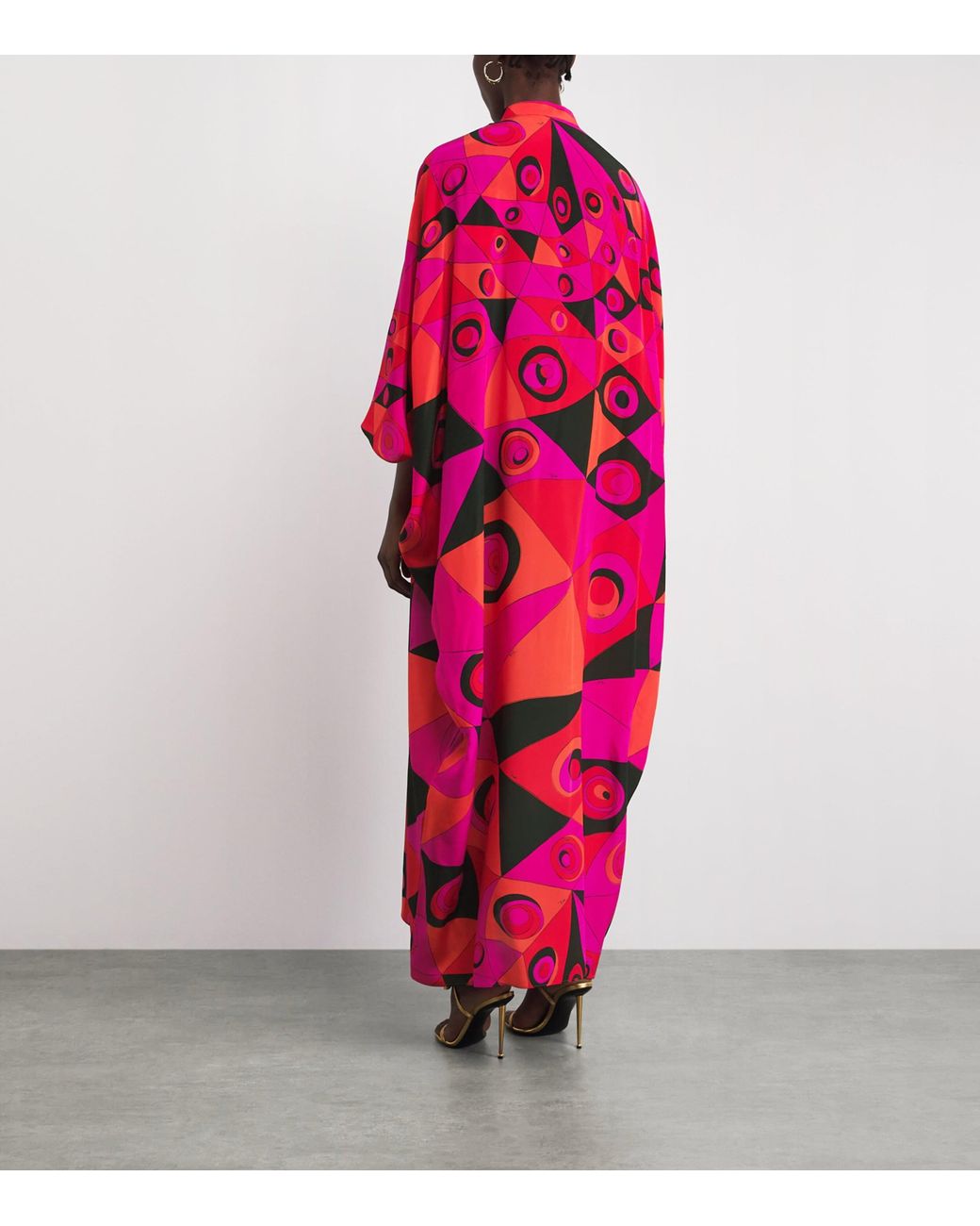Emilio Pucci Pink Silk Occhi Maxi Kaftan