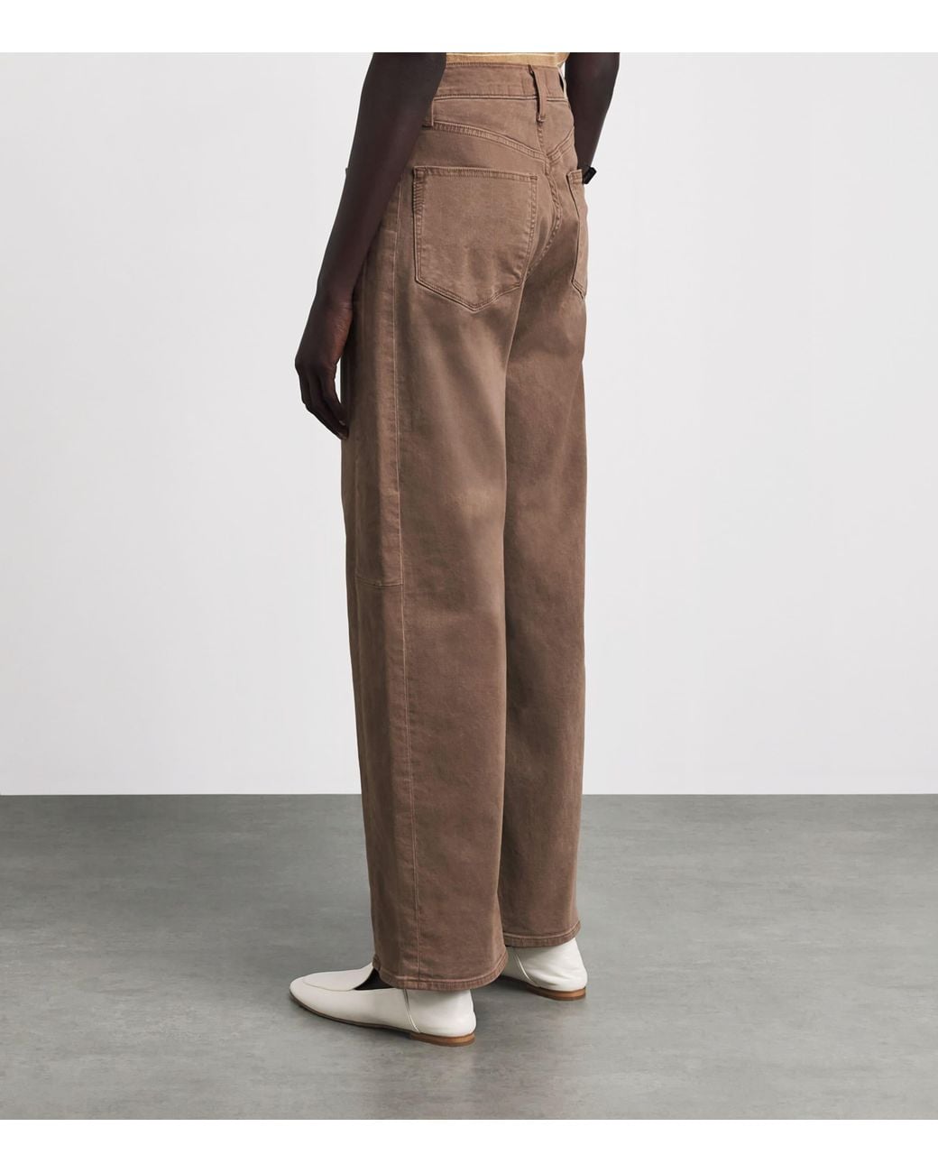 PAIGE Brown Arellia Skimmer High-Rise Wide-Leg Jeans