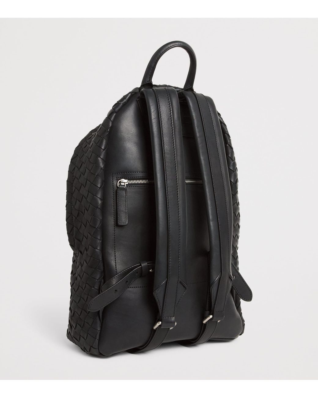 Officine Creative Black Leather Woven Armor Backpack for men