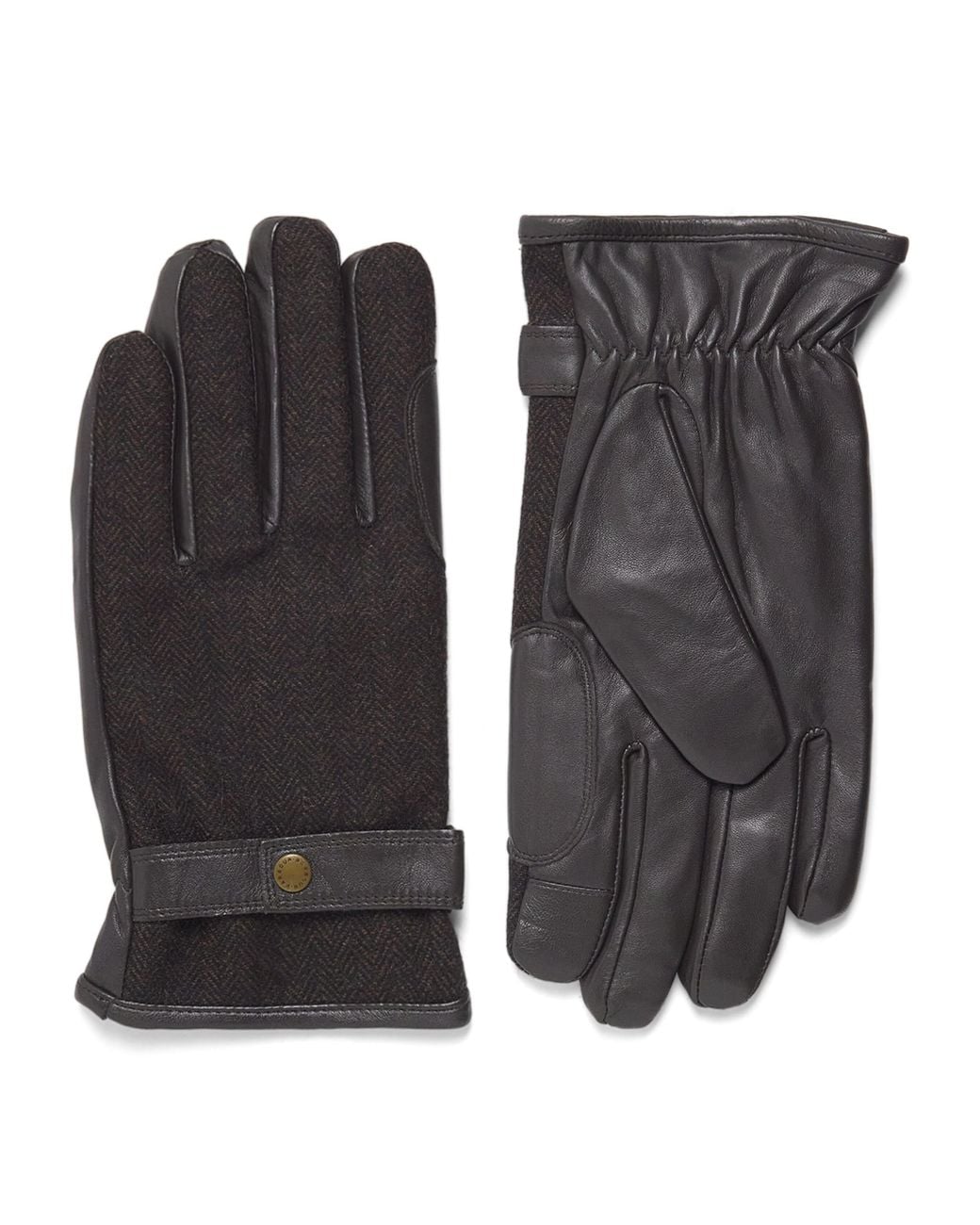 Barbour Black Leather-Wool Waterproof Barlow Gloves for men