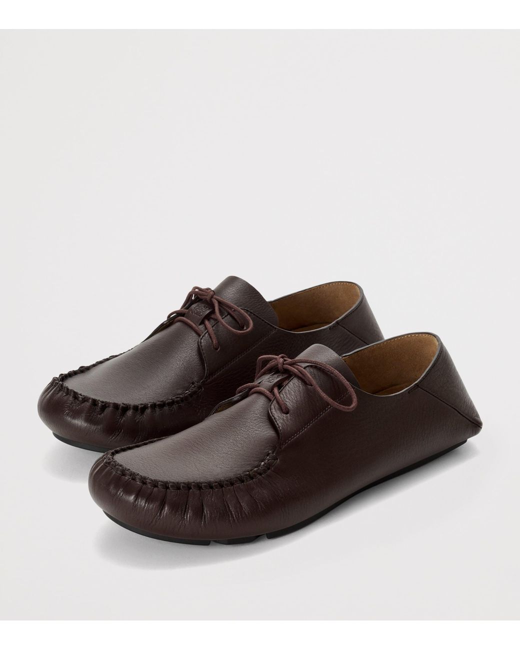 Loewe Brown Leather Rambla Boat Shoes for men