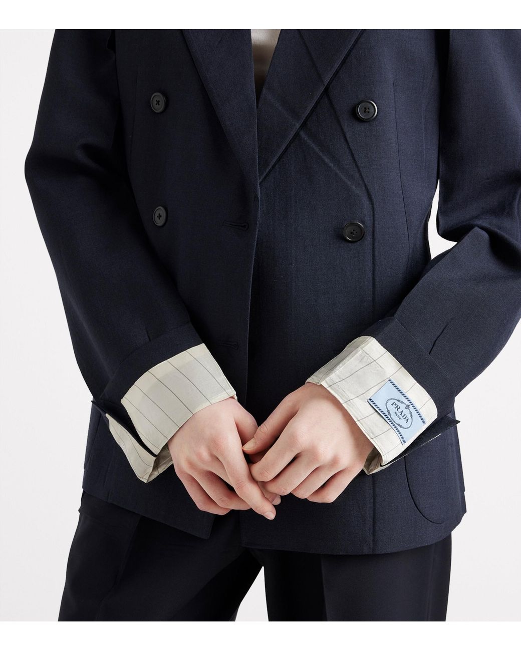 Prada Blue Kid Mohair-Wool Double-Breasted Blazer