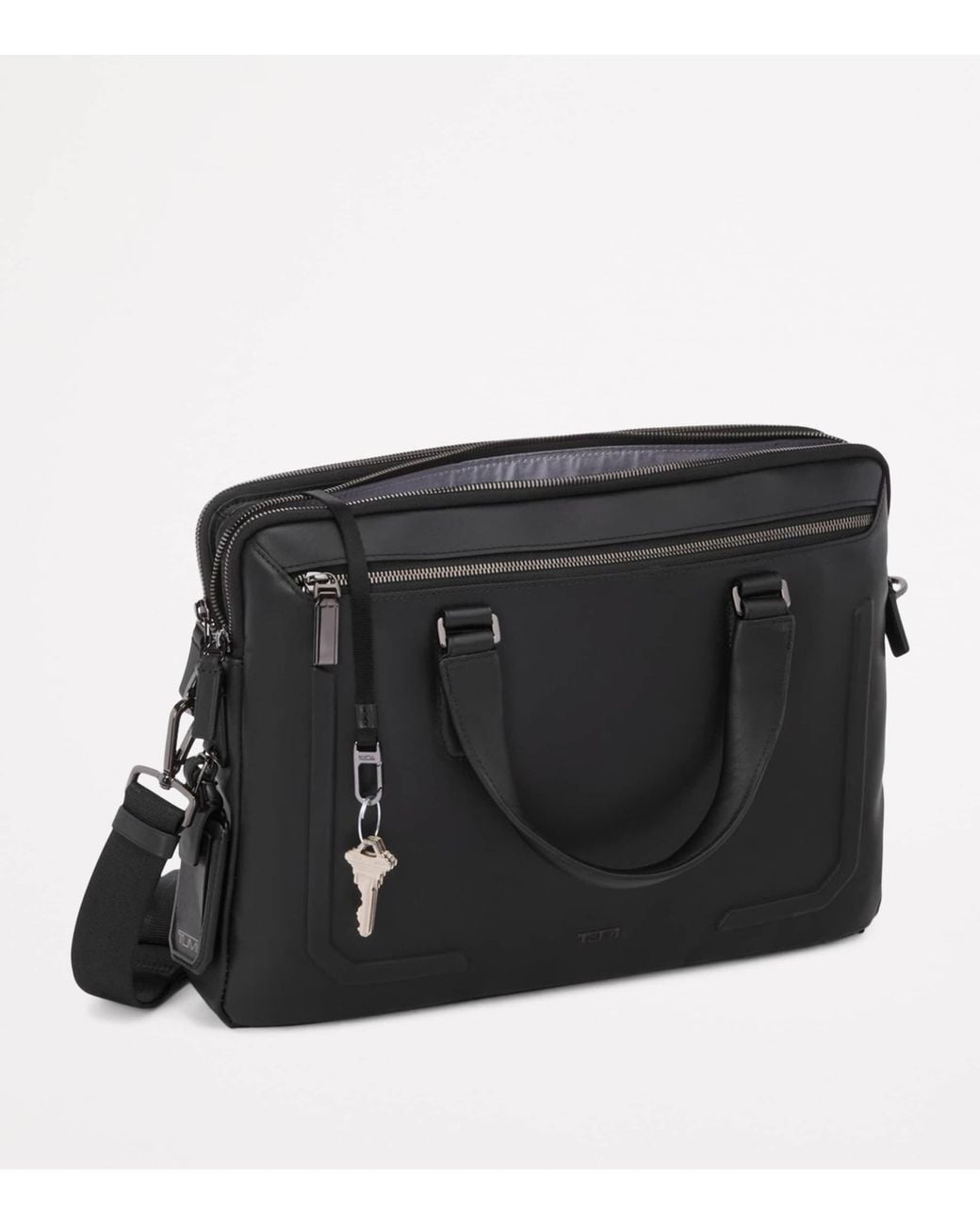 Tumi Black Leather Harrison Briefcase for men