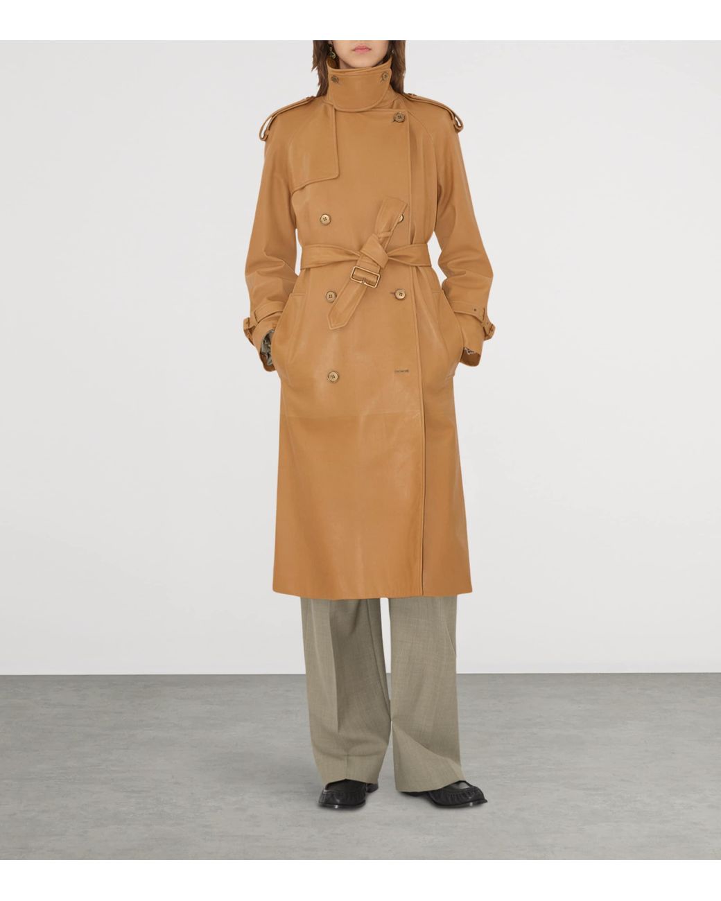 Burberry Natural Long Leather Castleford Trench Coat