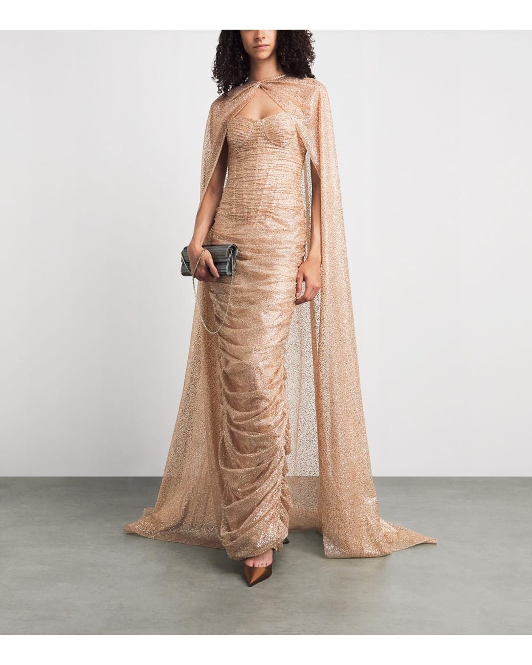 Sandra Mansour Natural Glitter Veil Of Light Gown