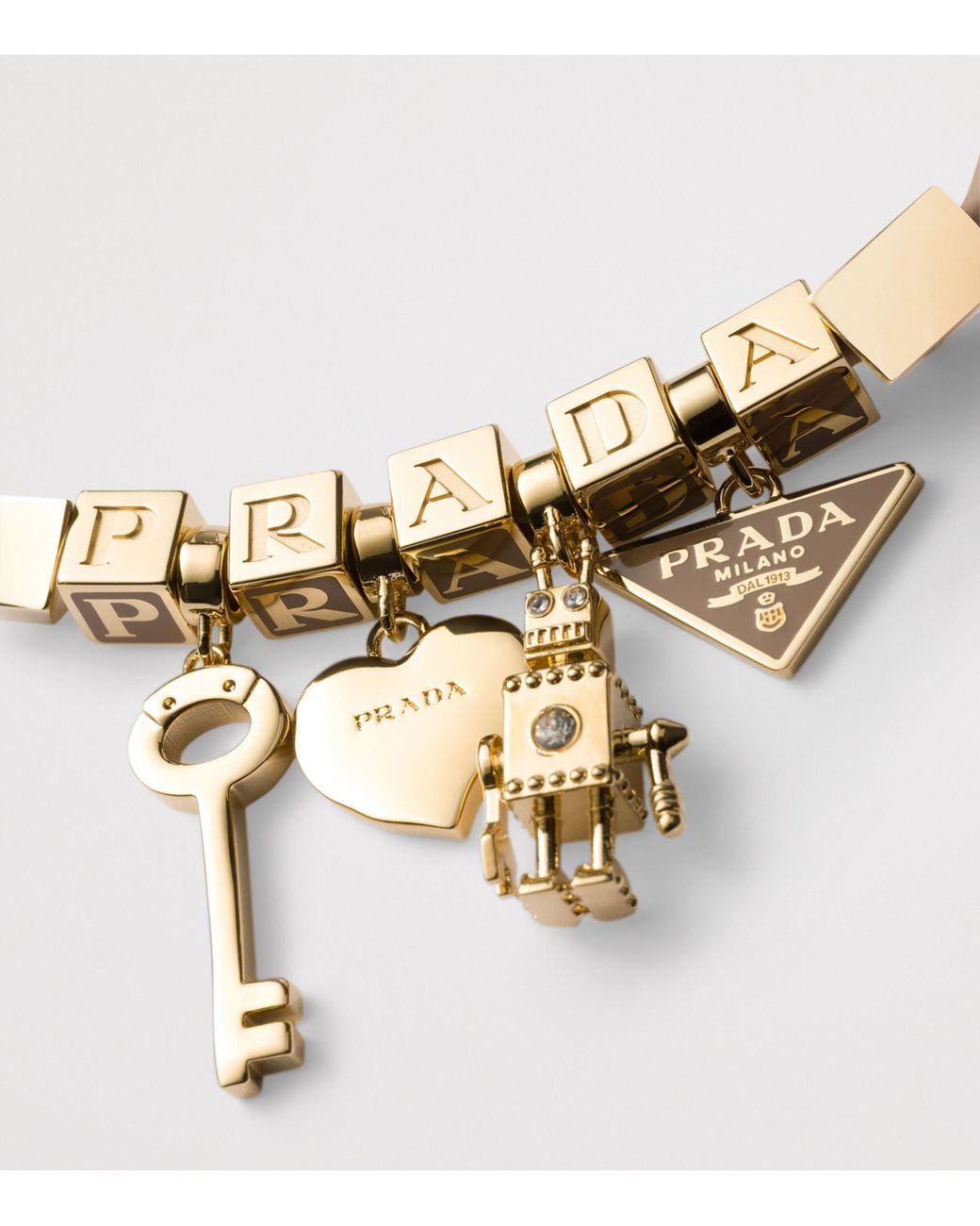 Prada Brown Nappa Leather Charm Bracelet