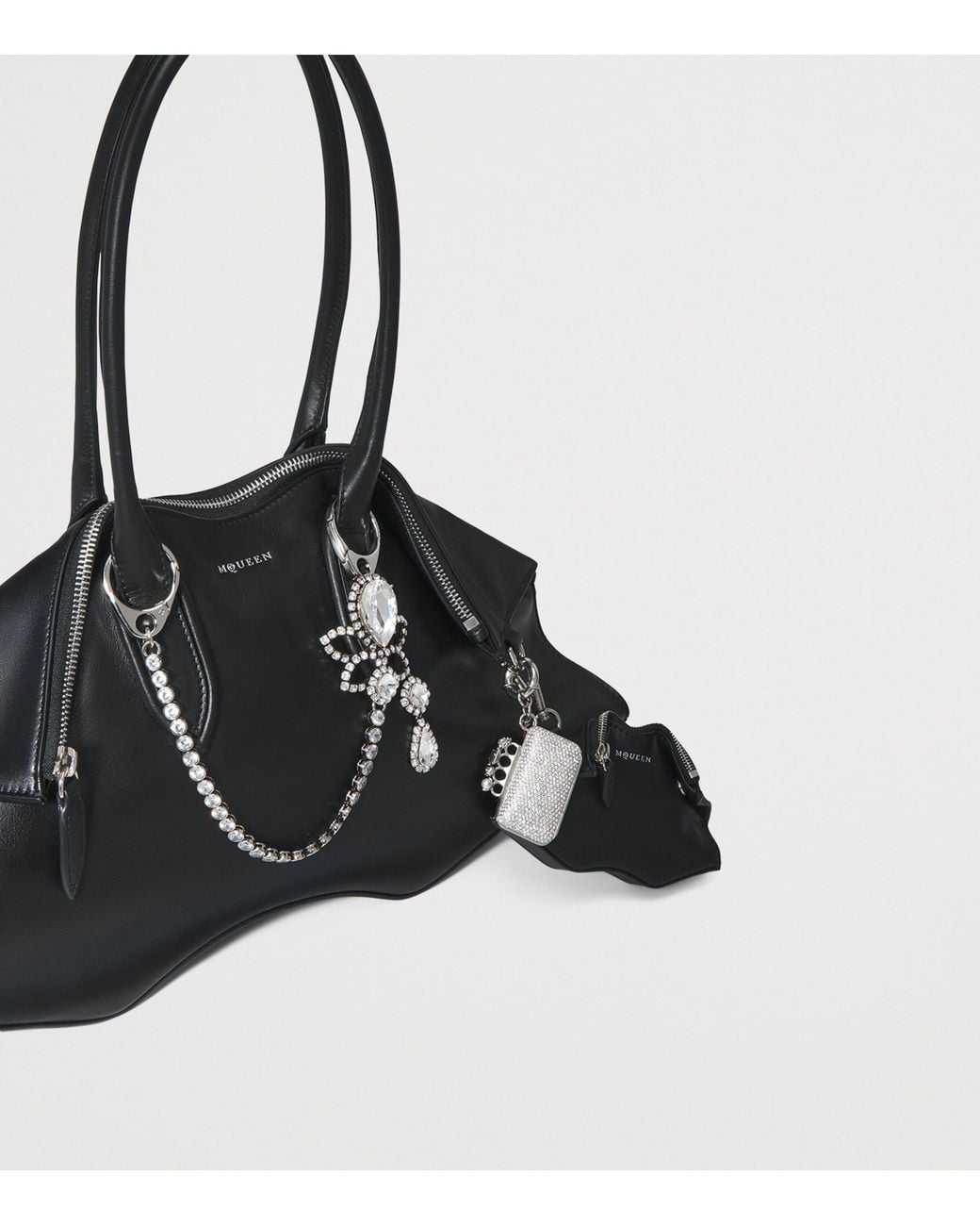 McQueen Metallic Embellished Knuckle Clutch Charm