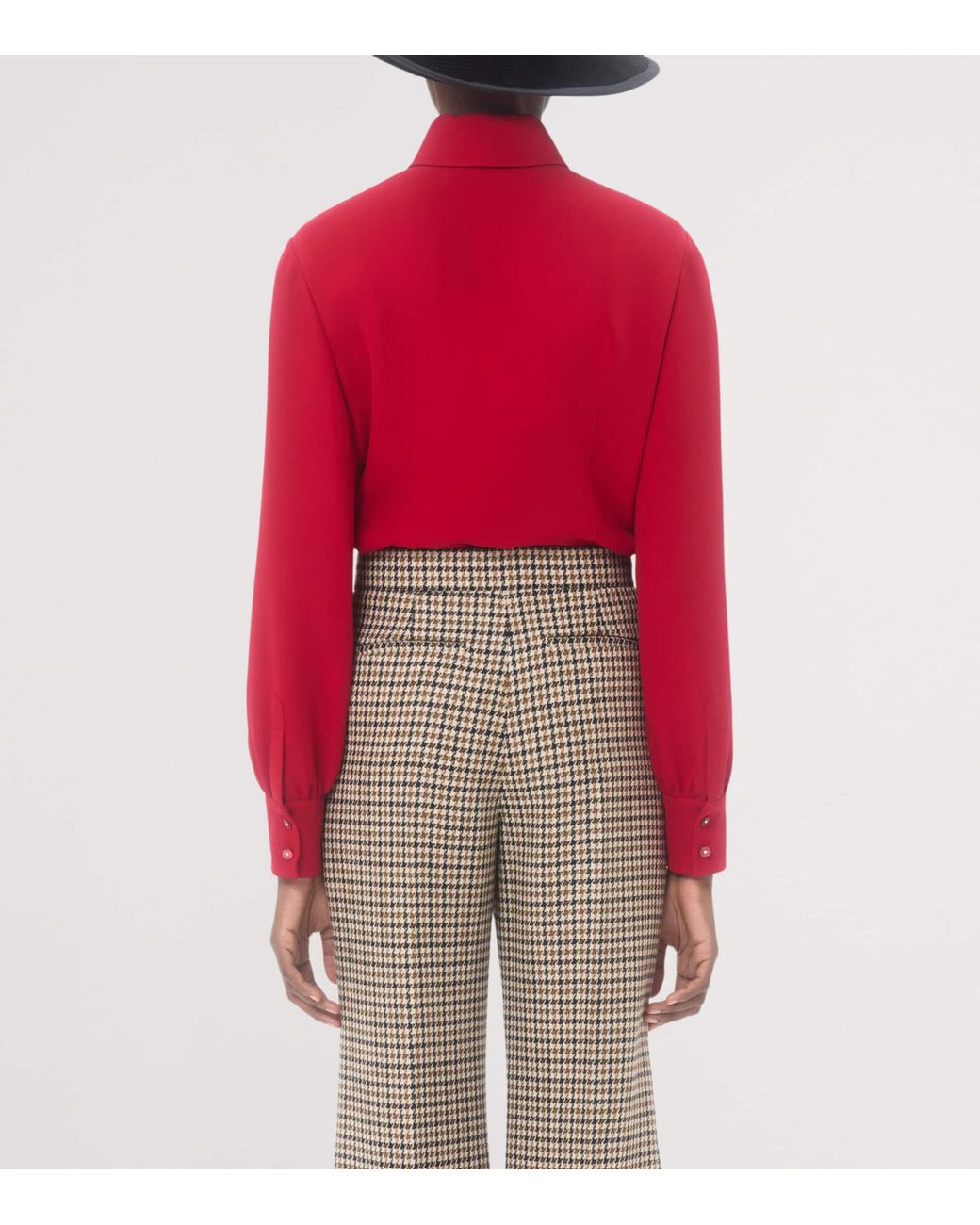Valentino Red Silk Bow Shirt