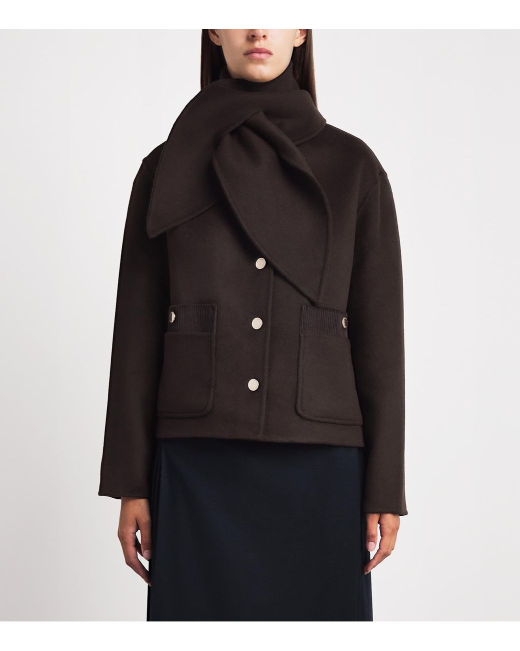 Claudie Pierlot Black Wool-Blend Scarf Jacket