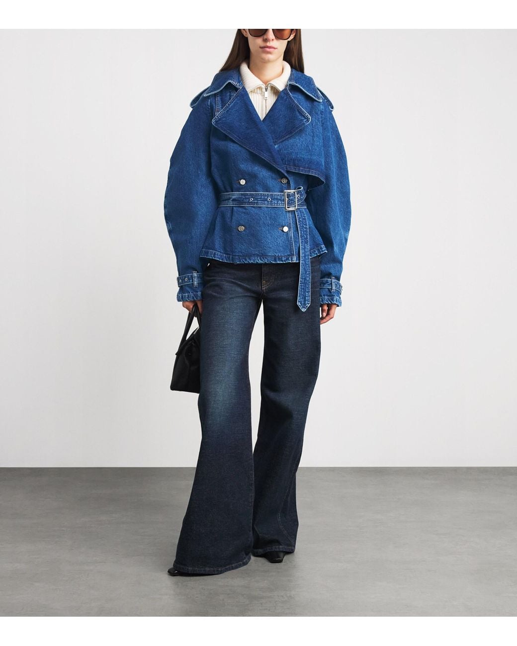 Anine Bing Blue Denim Pascale Trench Jacket