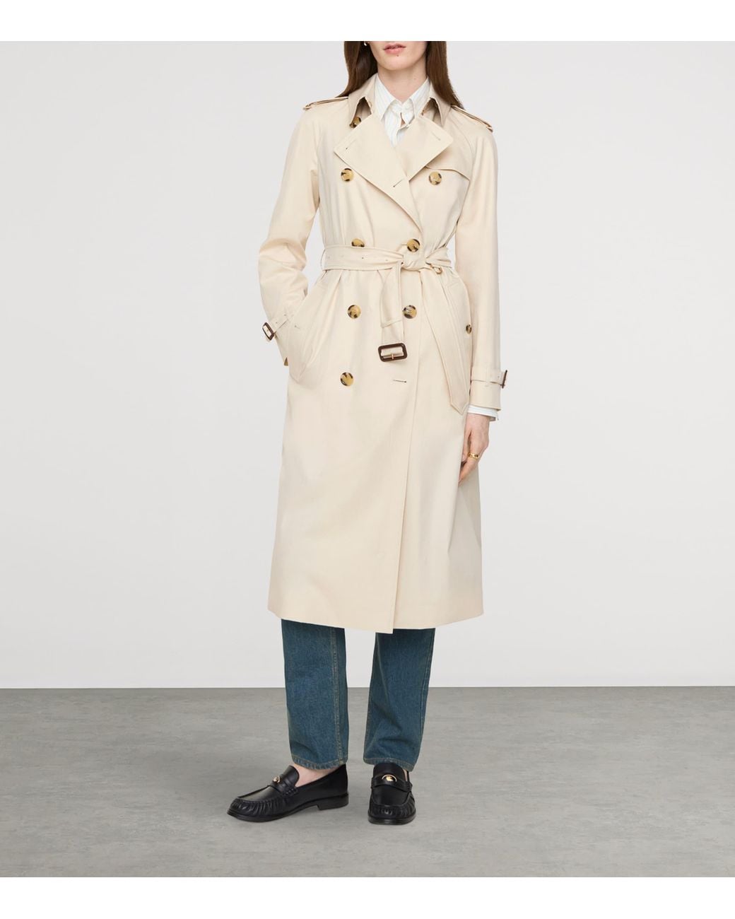 Burberry Natural Long Tropical Gabardine Waterloo Trench Coat