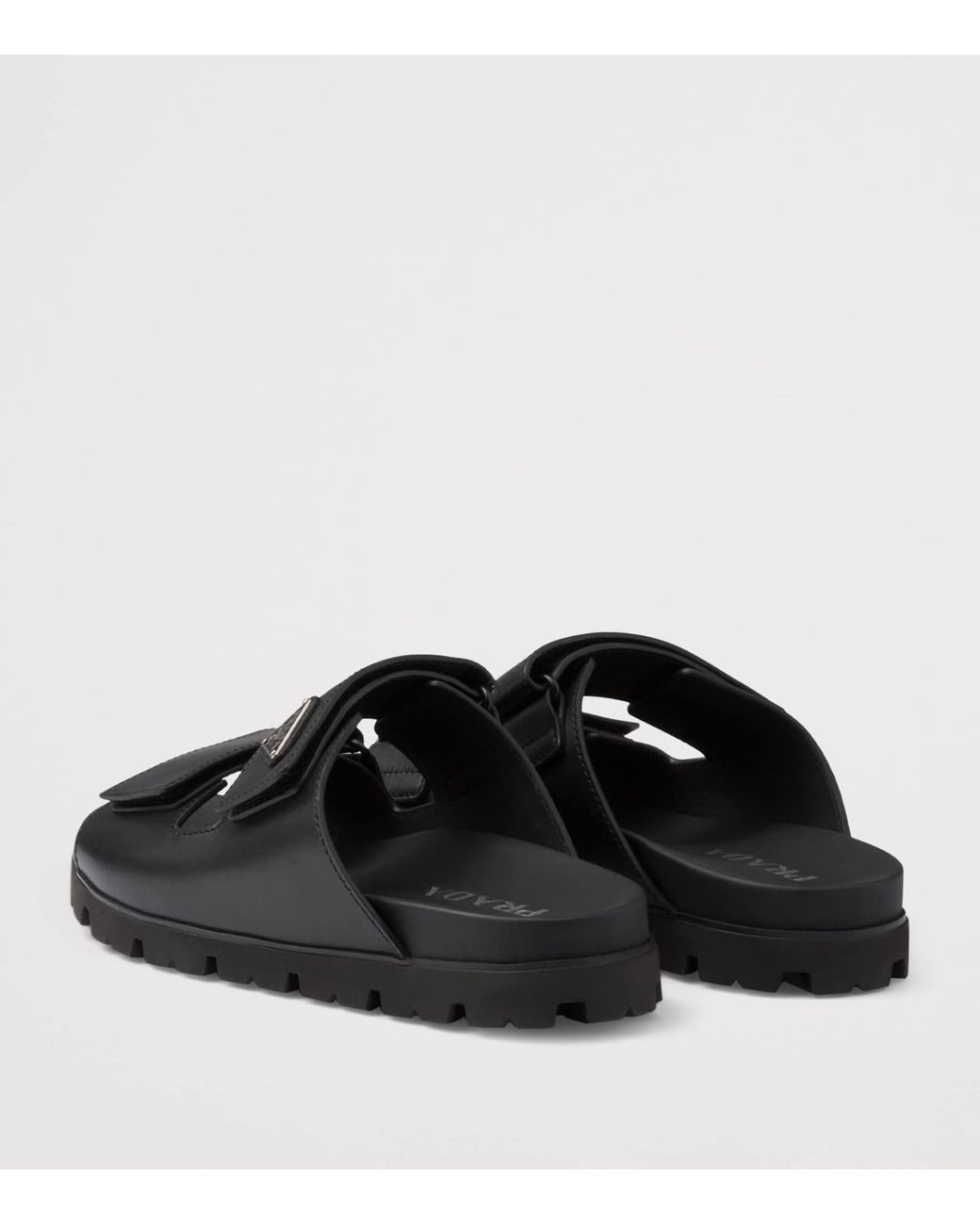 Prada Black Leather Triangle Sandals for men