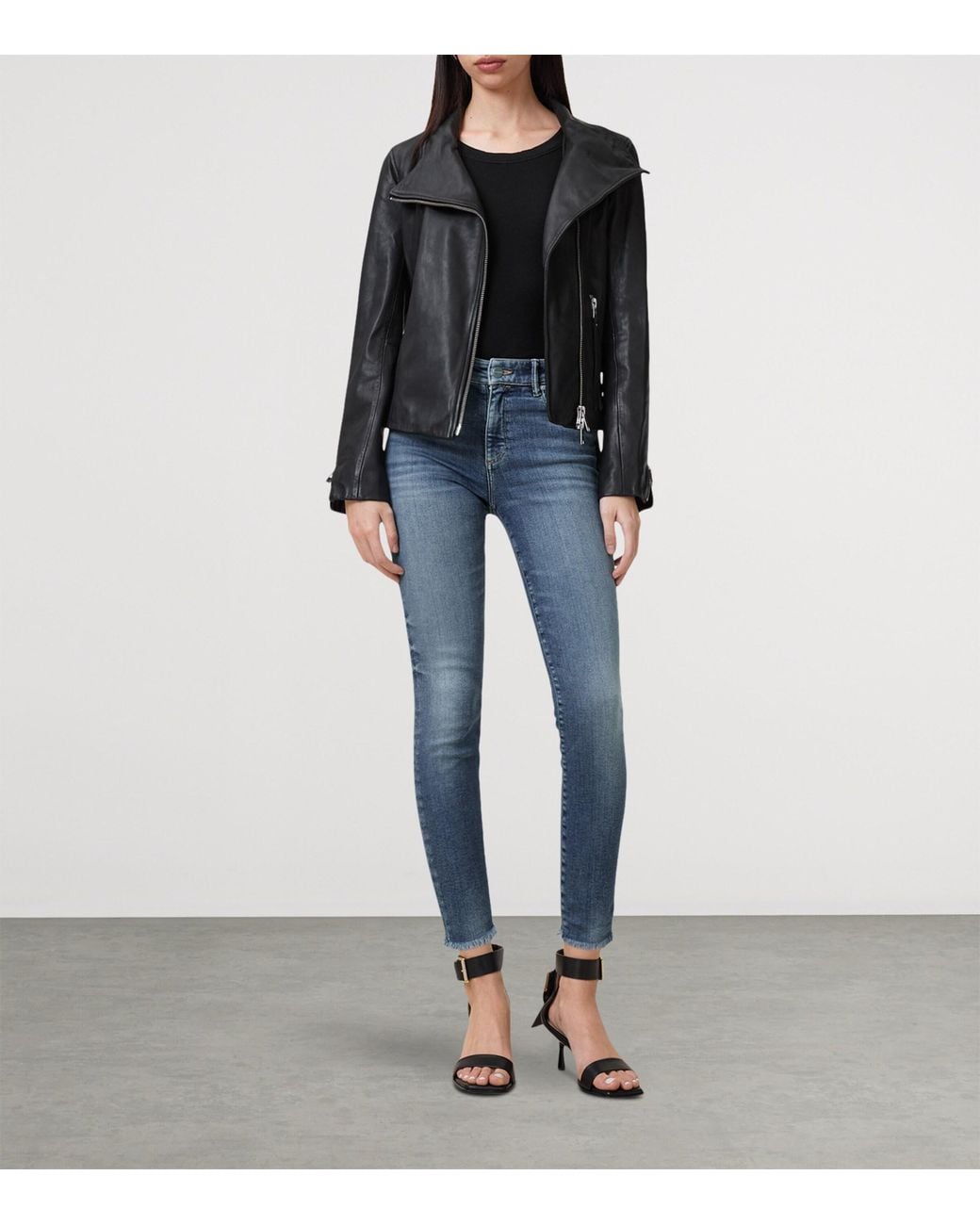 AllSaints Blue Organic Cotton-Blend Miller Push-Up Skinny Jeans