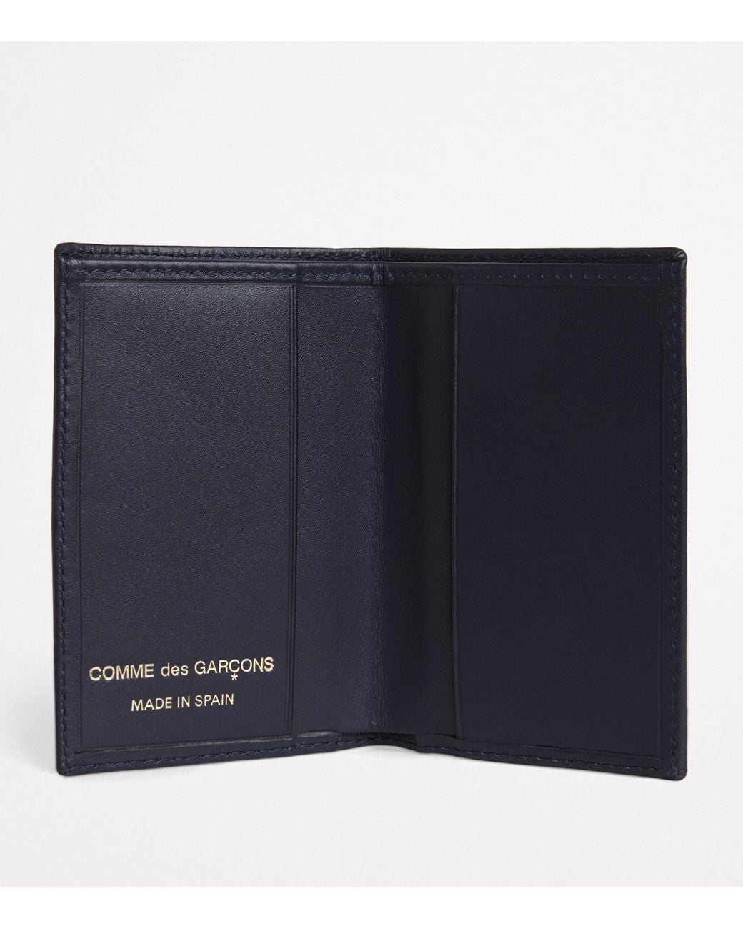 Comme des Garçons Blue Leather Bifold Card Holder for men