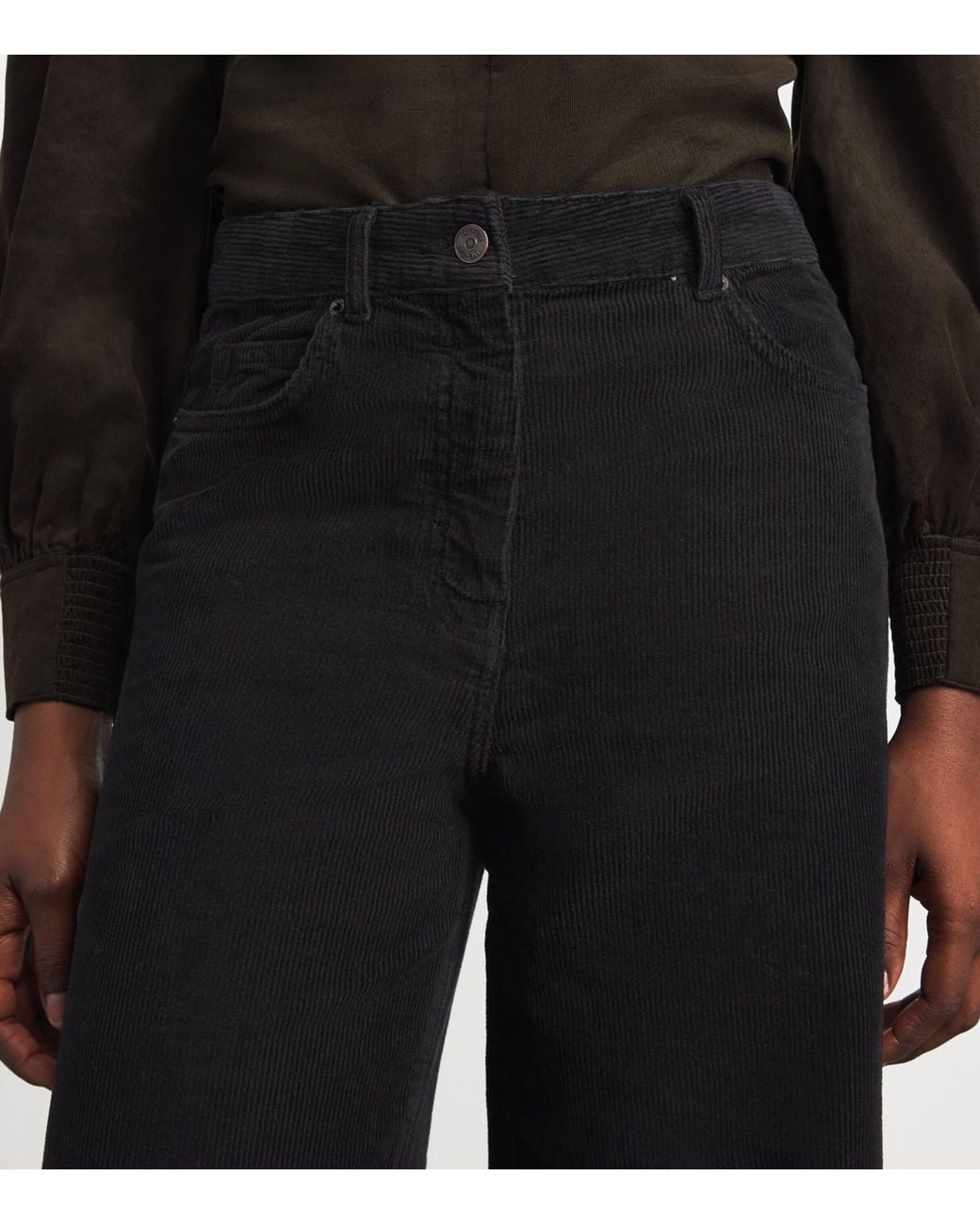 ME+EM Black Corduroy Super Flare Trousers
