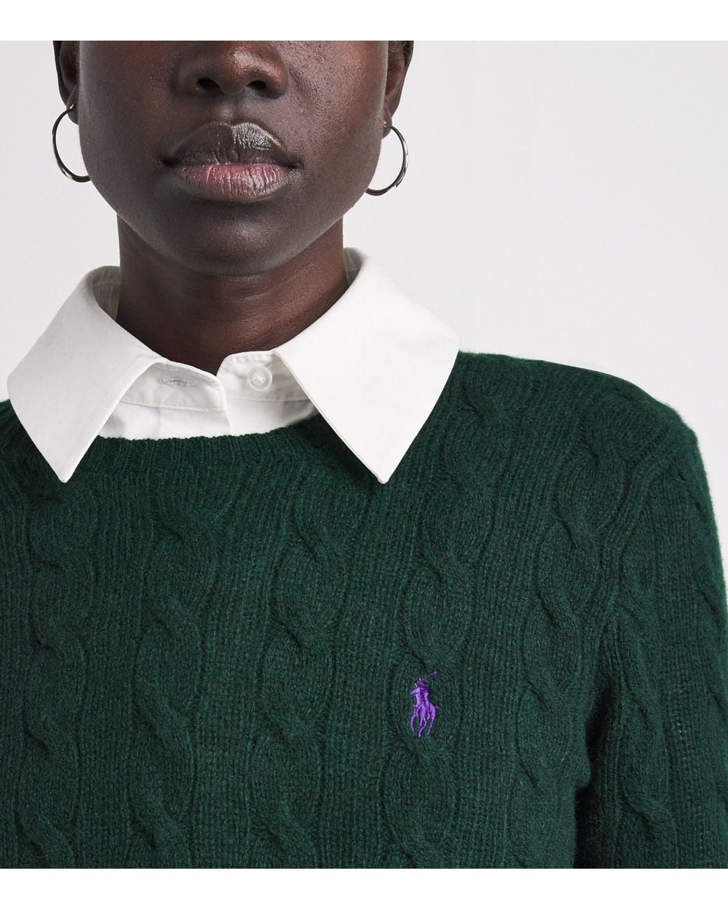 Polo Ralph Lauren Green Wool-Cashmere Cable-Knit Sweater
