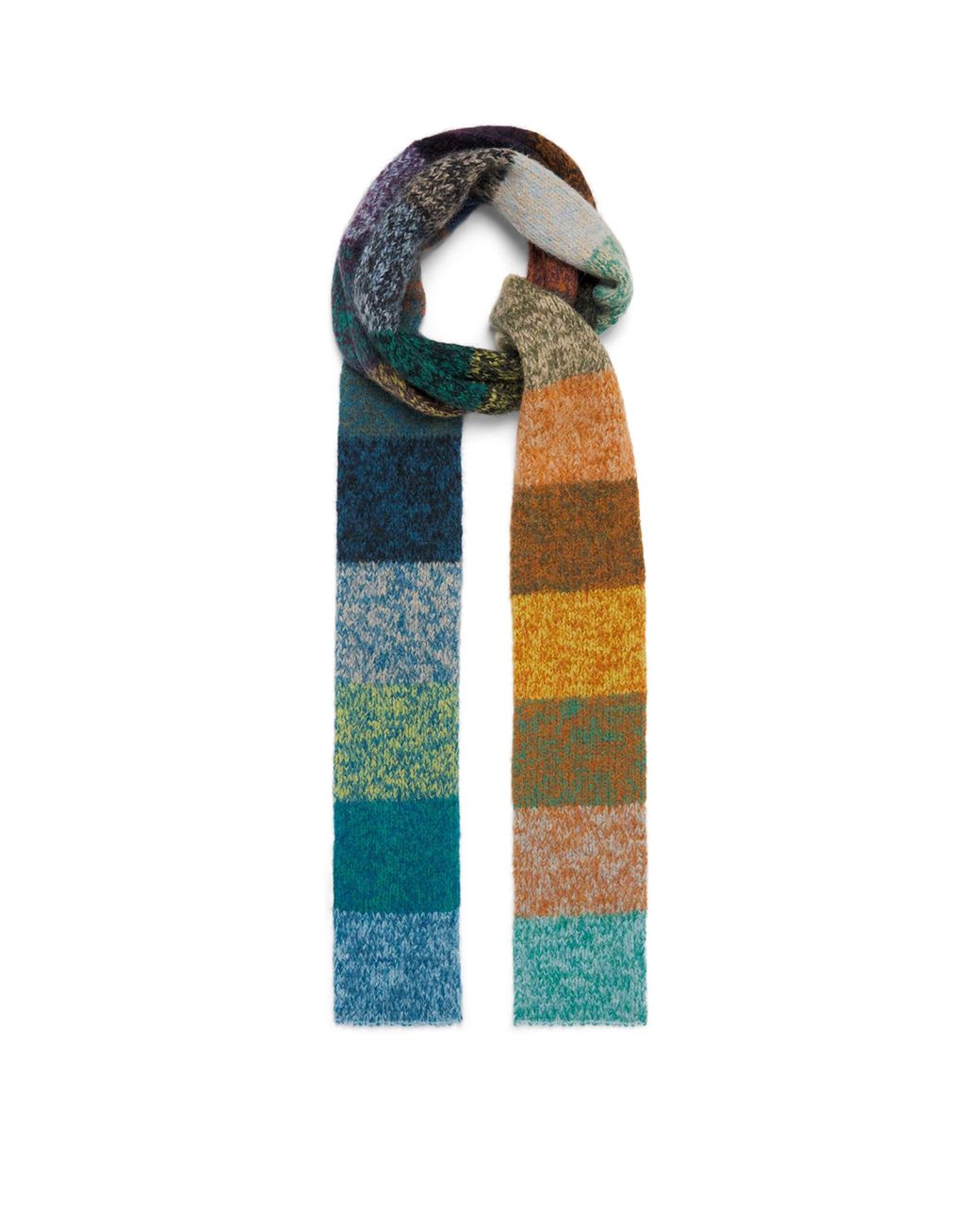 Dries Van Noten Blue Alpaca-Blend Patchwork Scarf for men