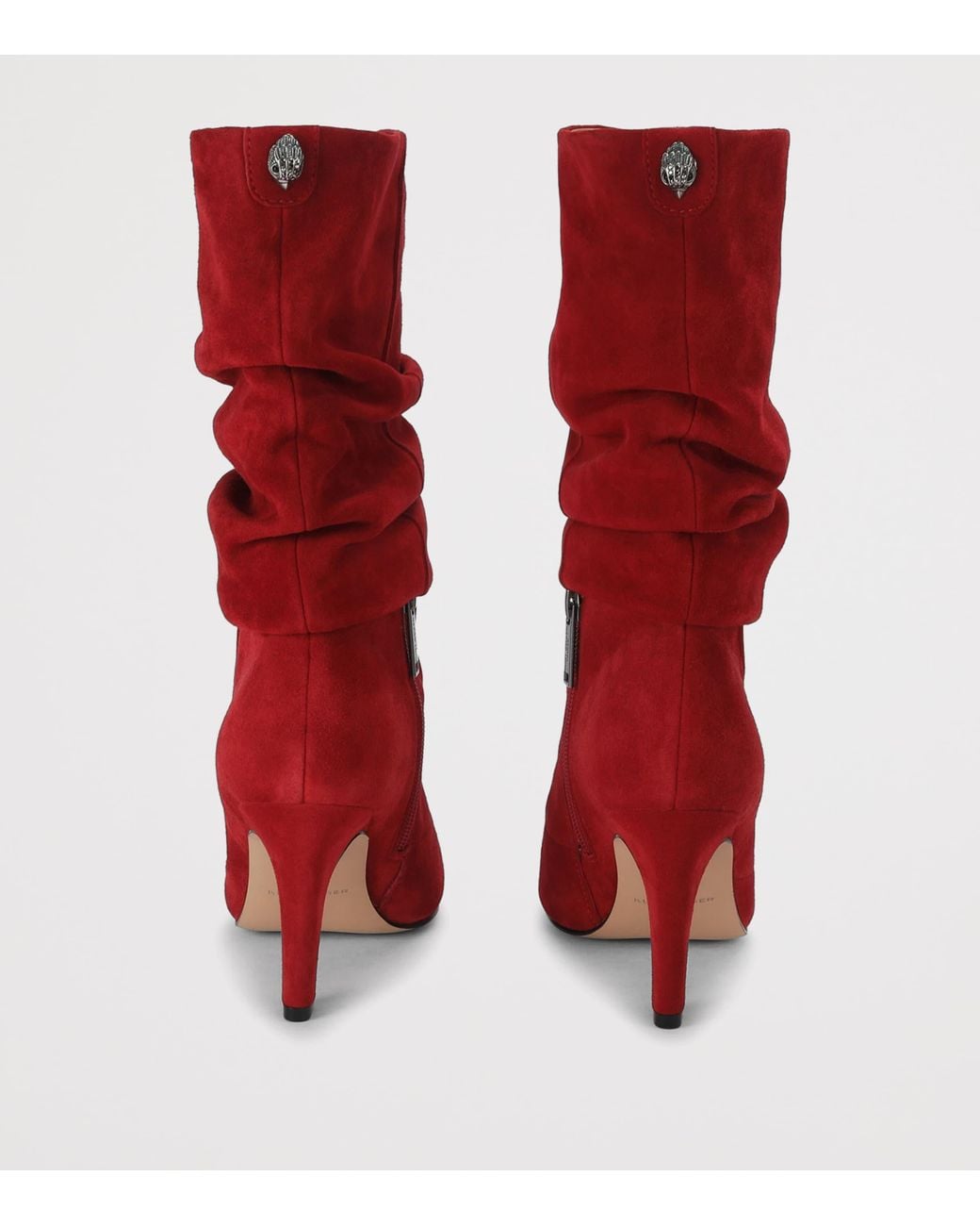 Kurt Geiger Red Suede Barb Slouch Boots