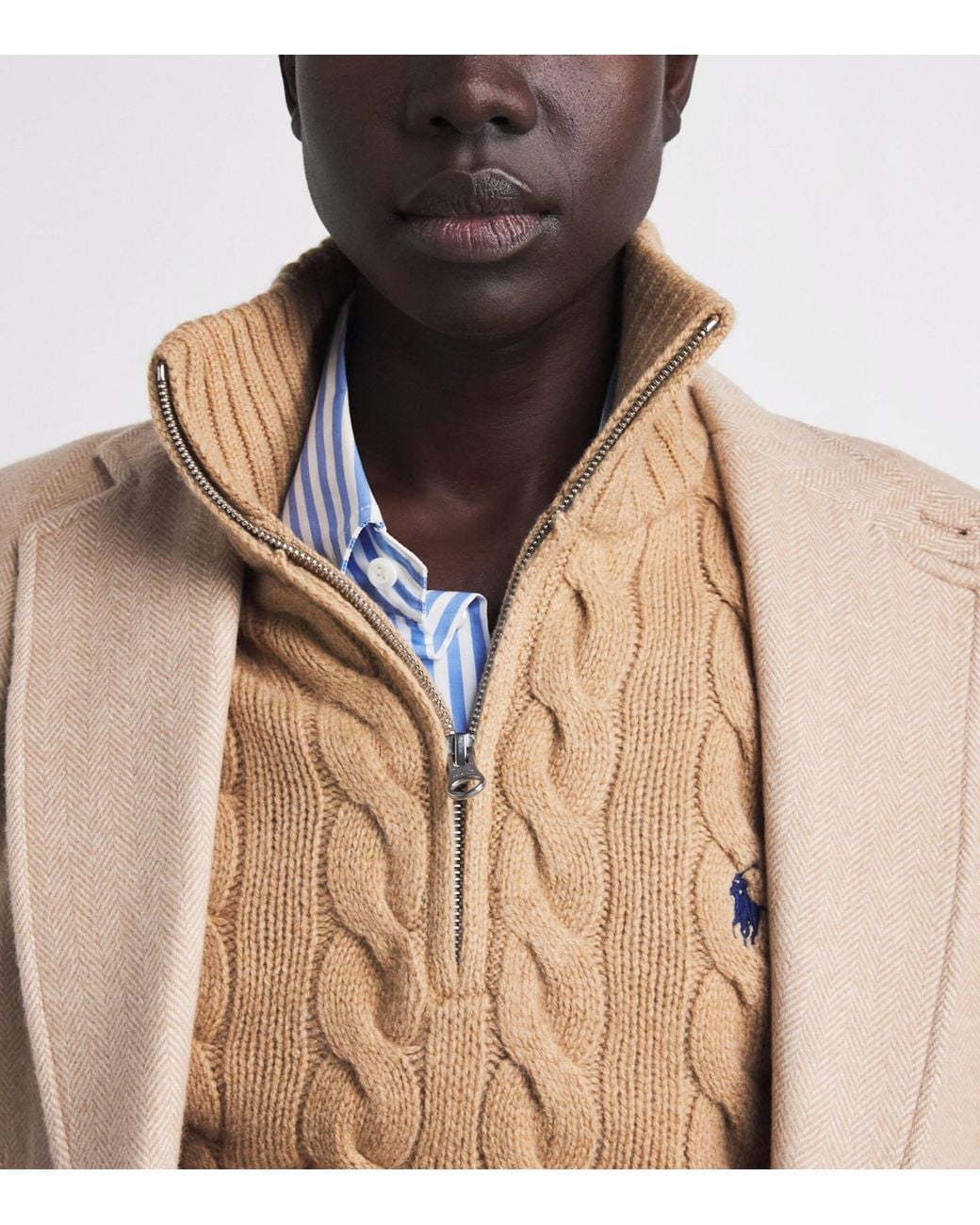 Polo Ralph Lauren Natural Wool-Cashmere Quarter-Zip Sweater