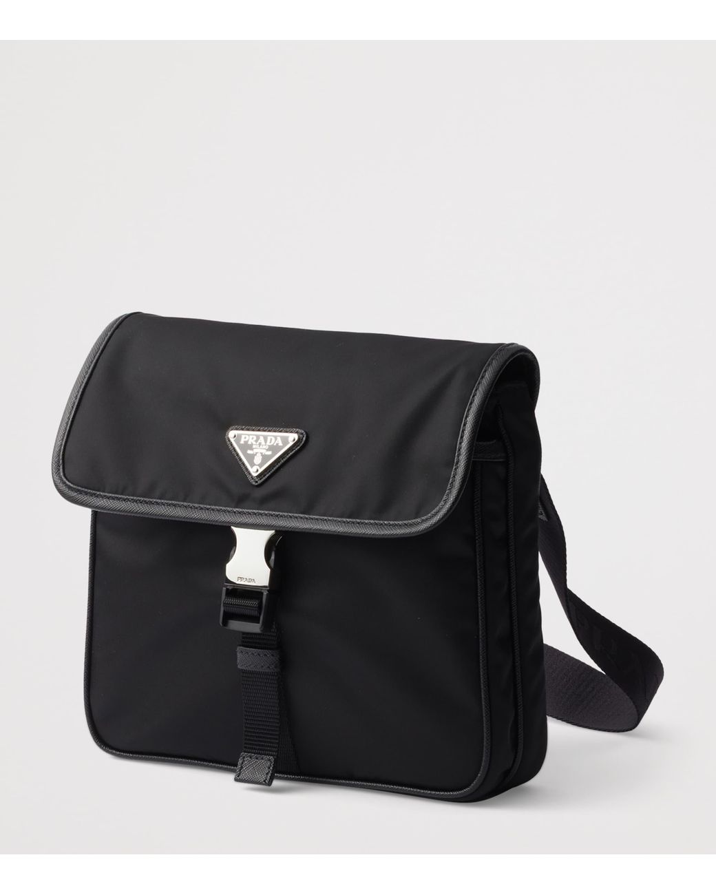 Prada Black Re-Nylon And Leather Messenger Bag for men
