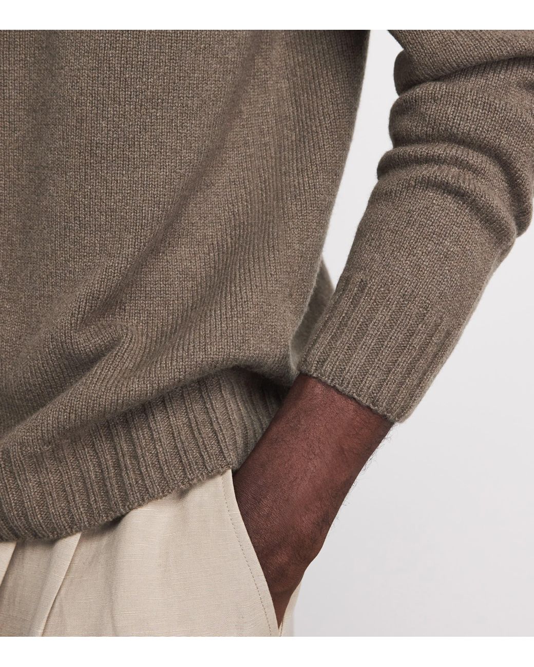 John Smedley Brown Recycled Cashmere-Wool Norfolk Sweater for men