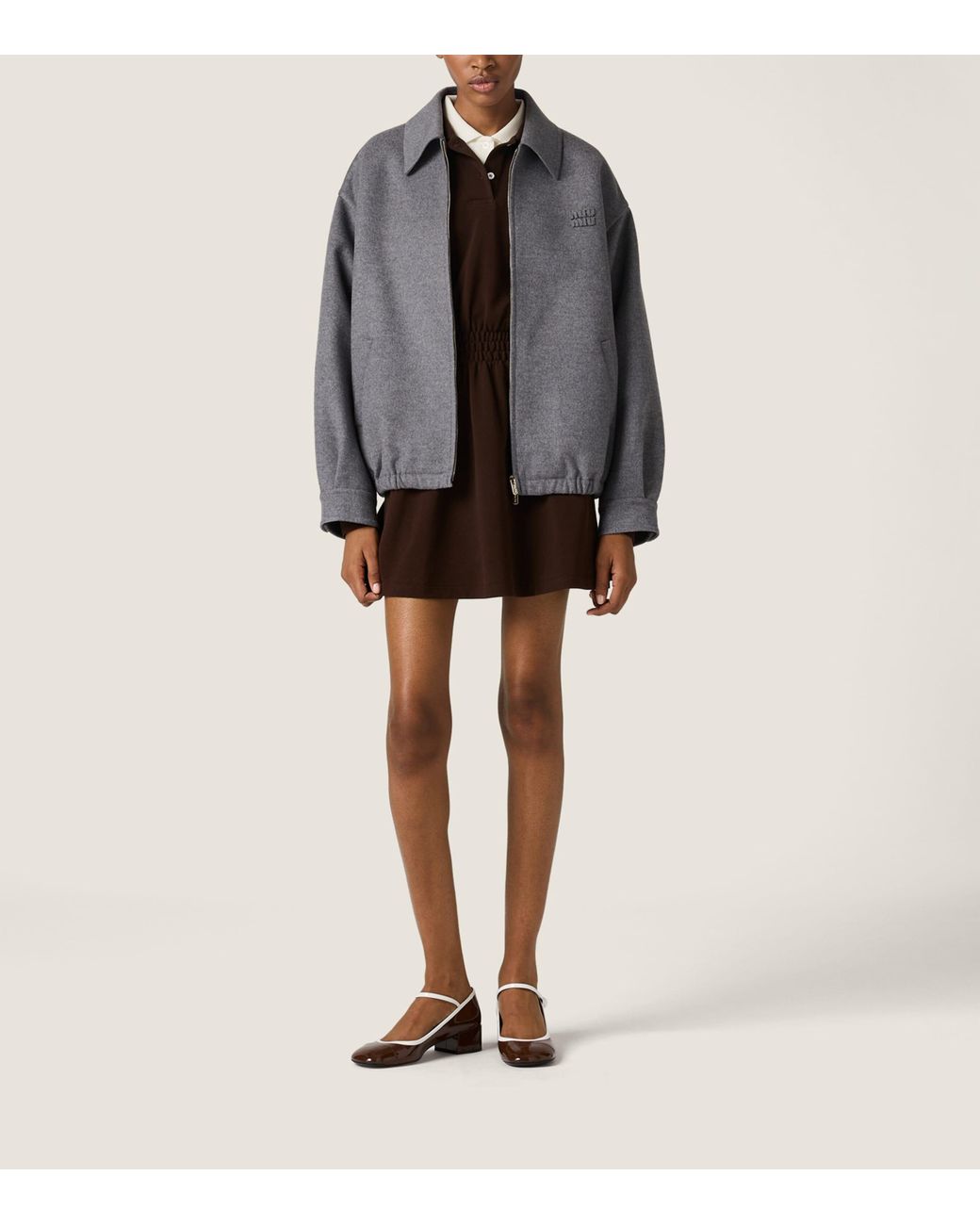 Miu Miu Gray Wool-Cashmere Shirt Jacket