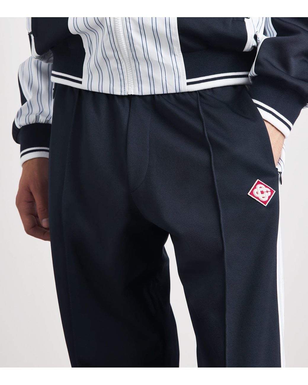 Casablanca Blue Cotton Pinstripe Panelled Track Trousers for men